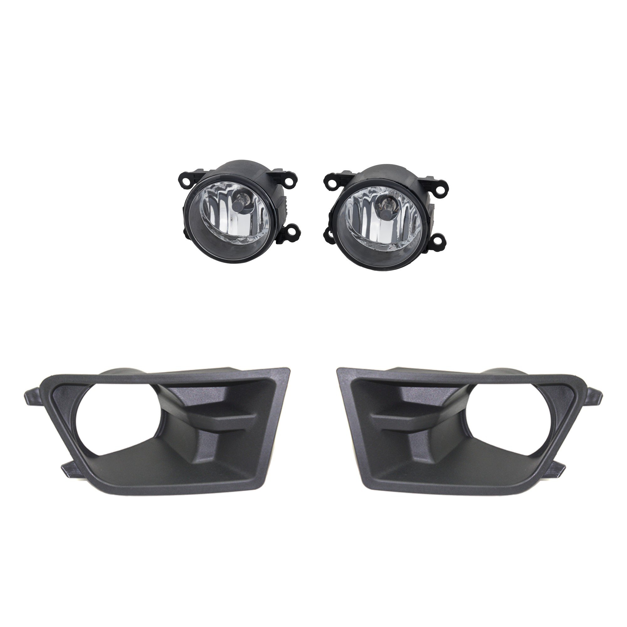 7-Piece Headlight Kit for Toyota RAV4 2016-2018, Right (Passenger) and Left (Driver), Lens and Housing, Halogen, with Bumper Grille, Fog Light Cover, and Grille Assembly, Replacement