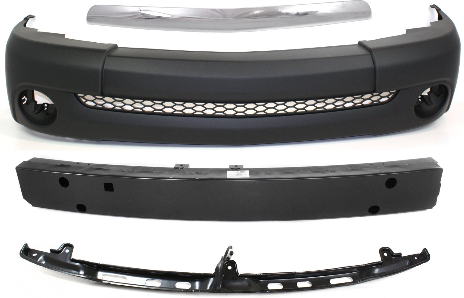 Front Bumper Cover Kit for 2003-2006 Toyota Tundra, 4-Piece Set with Bumper Reinforcement, Bumper Retainer, Bumper Trim, Replacement