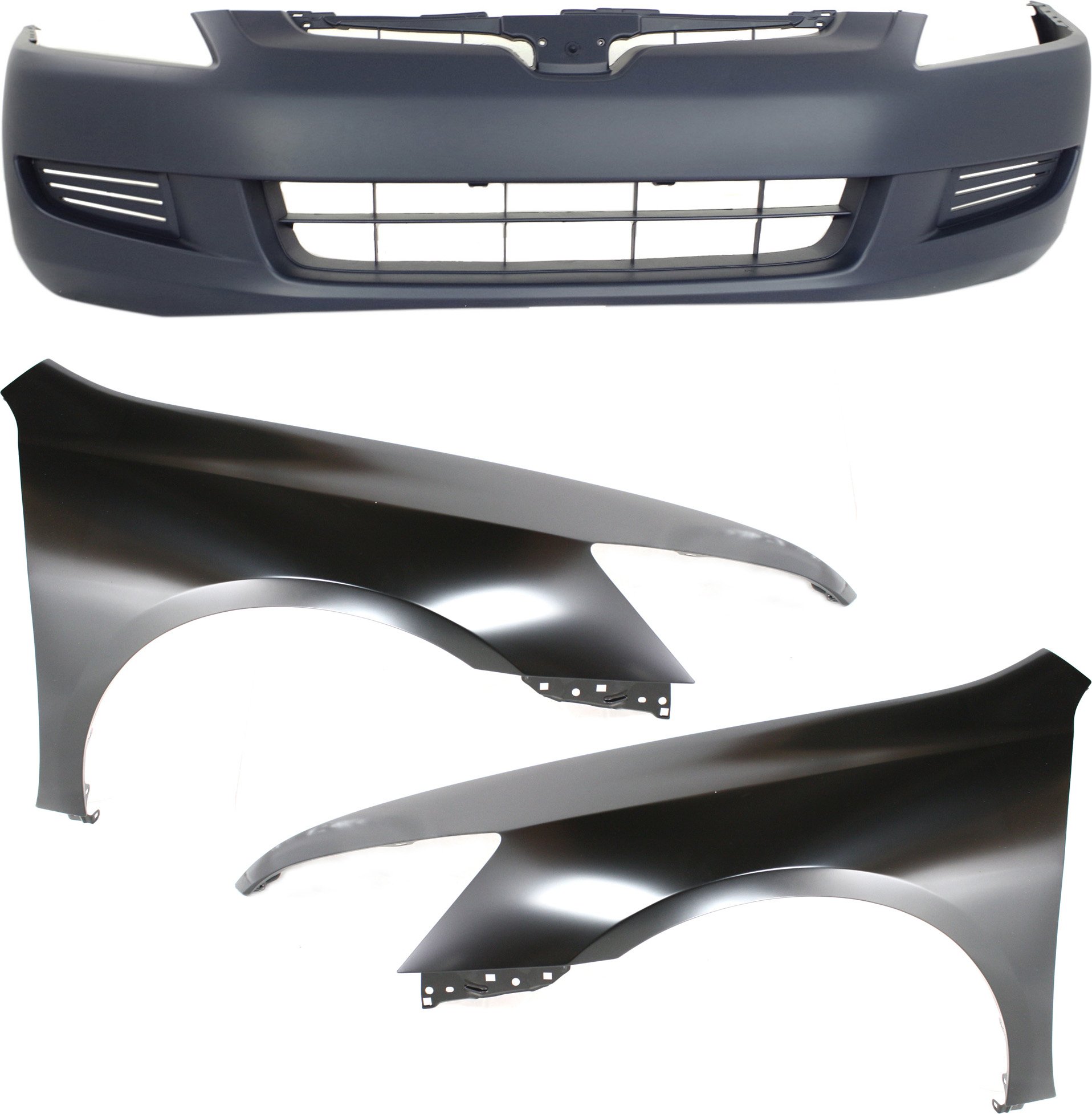 Front Fender Kit for 2003-2005 Honda Accord Coupe, 3-Piece with Right (Passenger) and Left (Driver) Fenders and Bumper Cover, 4 Cyl/6 Cyl, Replacement