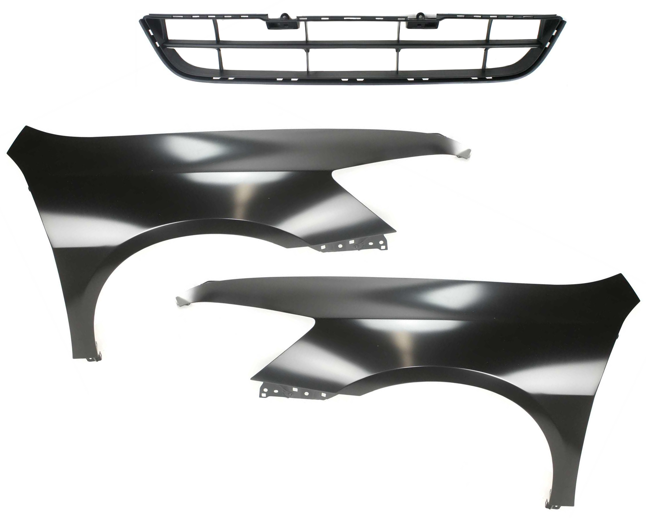 Front Fender Kit for 2006-2007 Honda Accord, Right (Passenger) and Left (Driver) Set of 3 with Bumper Grille, Replacement