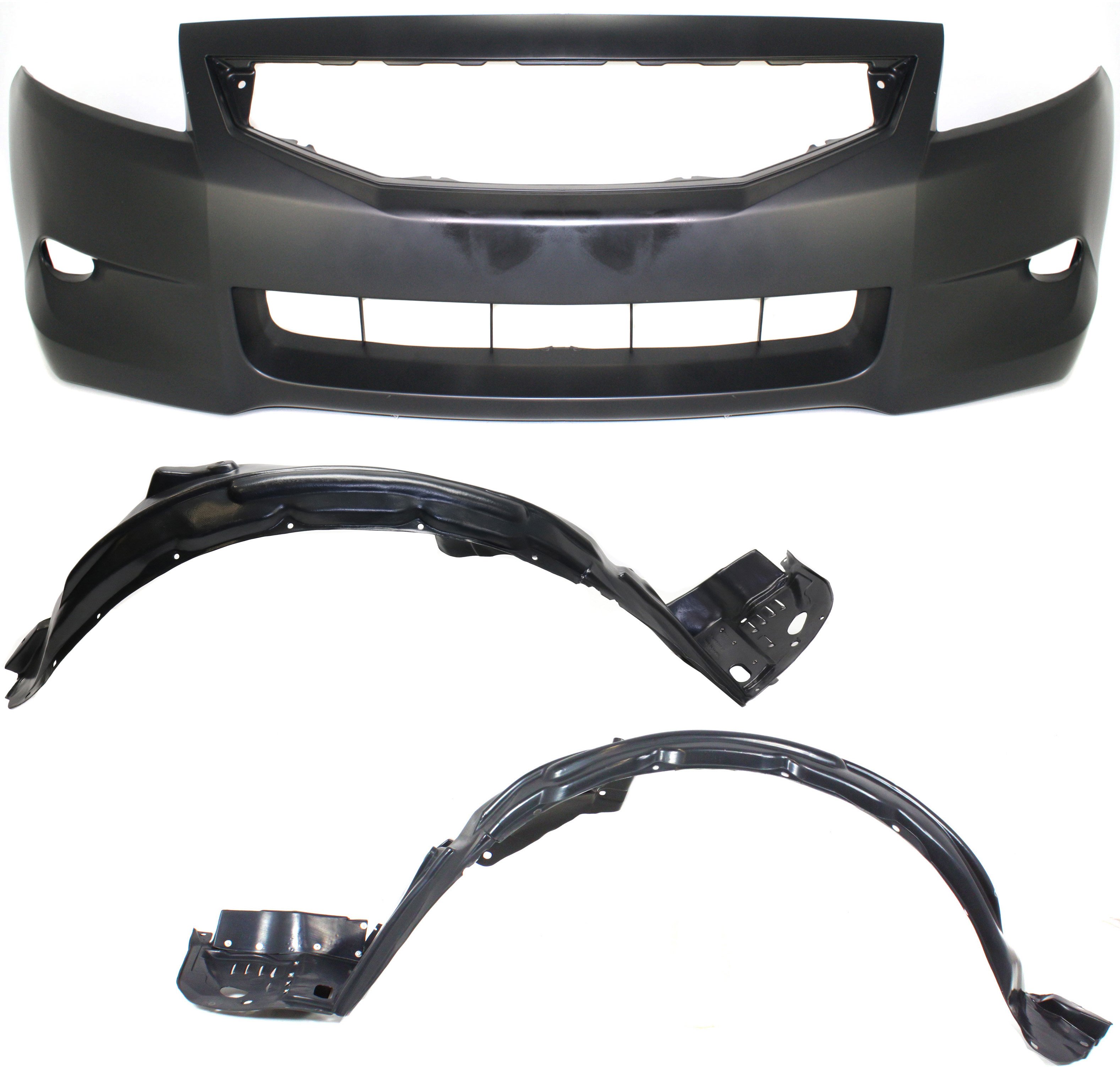 Front Bumper Cover for 2008-2010 Honda Accord Coupe, 3-Piece kit with Fender Liners, Replacement
