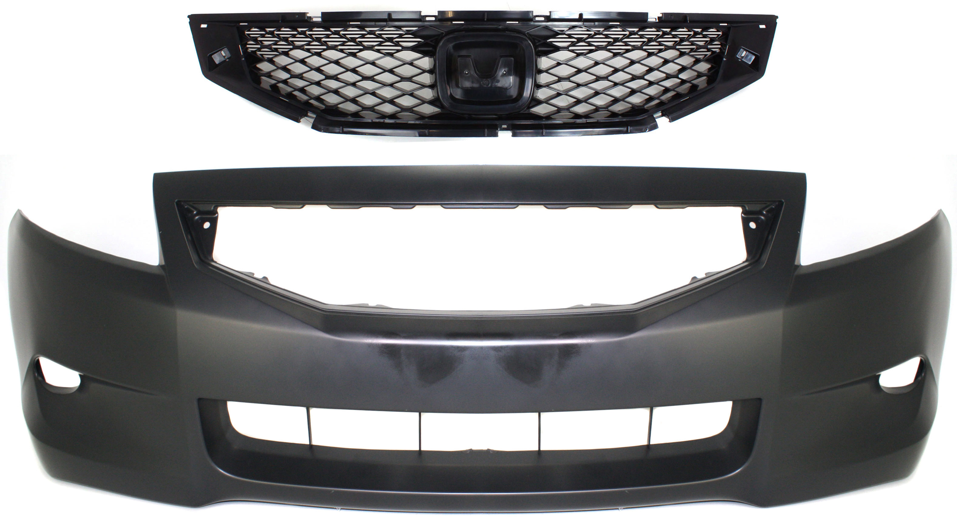 Front Bumper Cover for Honda Accord 2008-2010, 2-Piece Kit with Grille Insert, Replacement