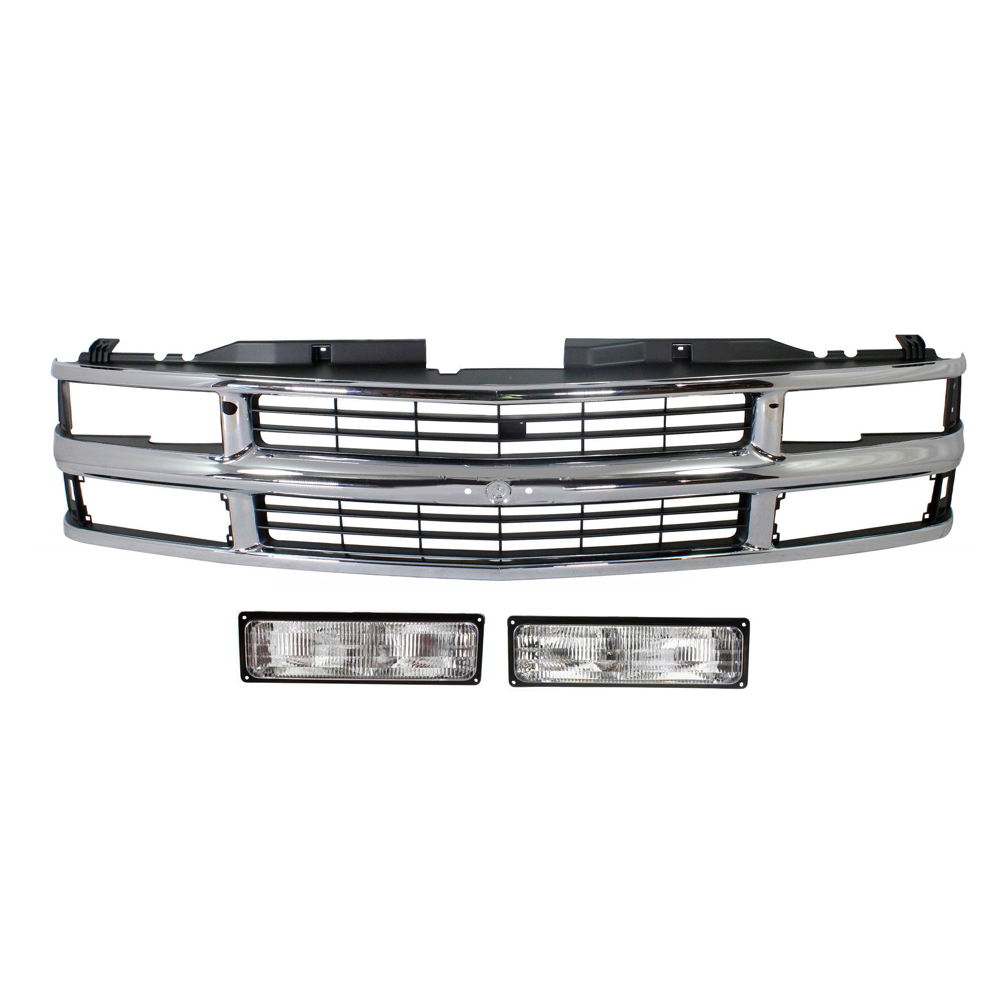 3-Piece Grille Kit with Turn Signal Lights for Chevrolet C/K Full Size Pickup 1994-2000, Replacement