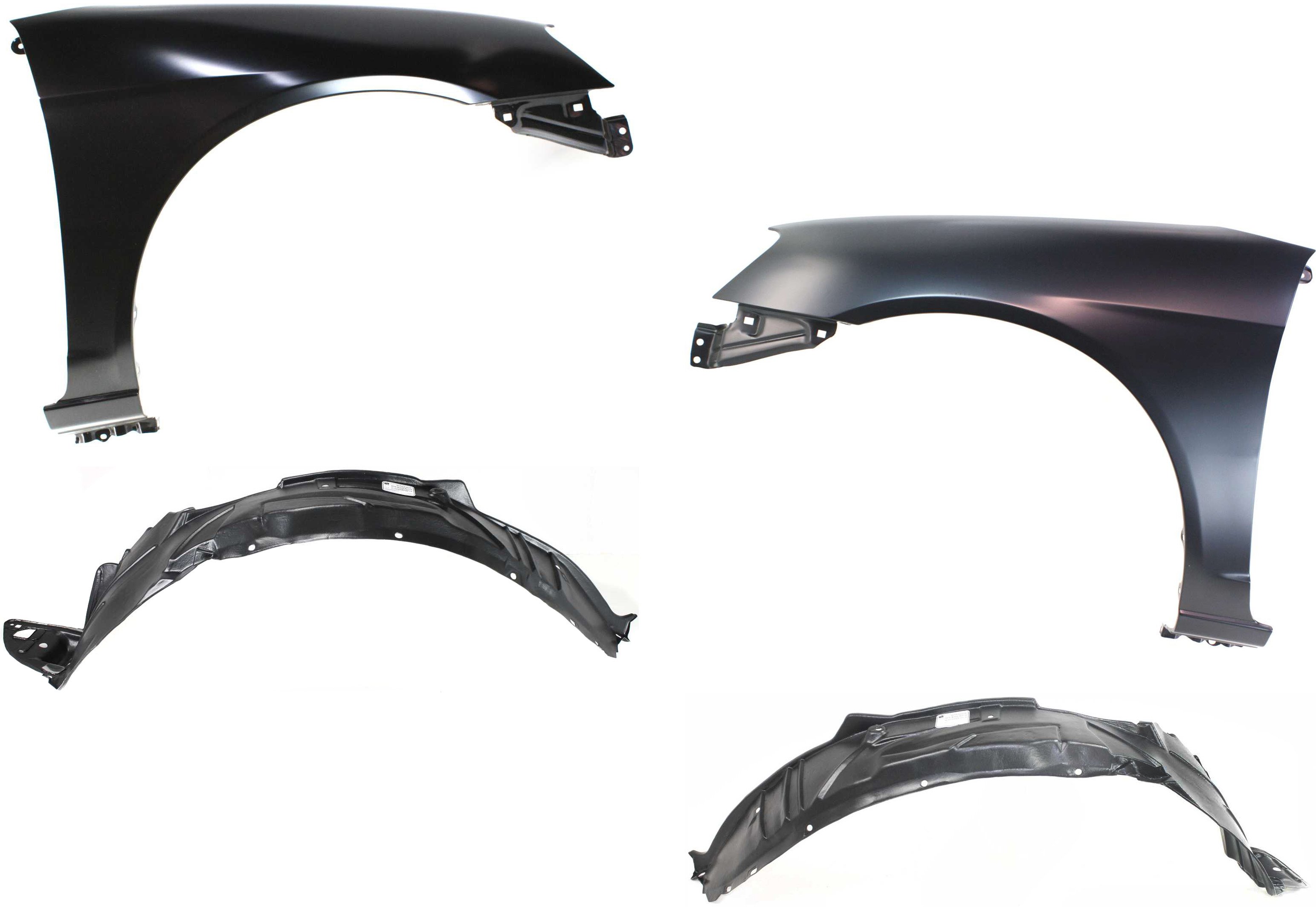 Front Fender Kit for 2001-2003 Honda Civic, 4-Piece Set with Right (Passenger) and Left (Driver) Fenders and Liners, Replacement
