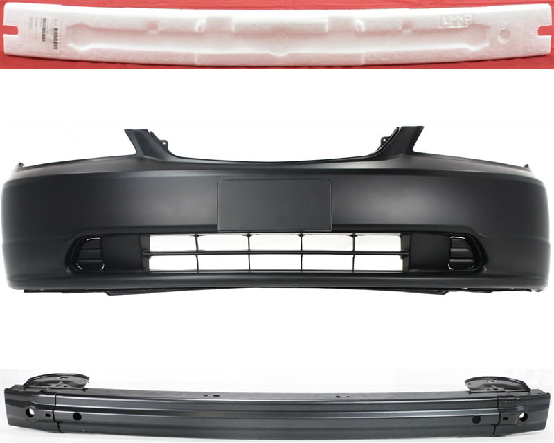 Front Bumper Cover Kit for 2001-2003 Honda Civic, 3-Piece Set with Bumper Absorber and Bumper Reinforcement, Replacement