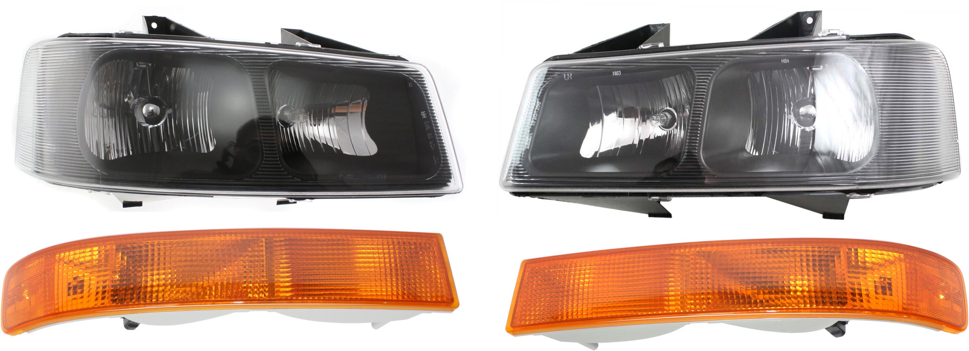 Headlight and Parking Light Kit for Chevrolet Express / Savana Van 2003-2023, Right (Passenger) and Left (Driver), Including Bulbs, 4-Piece Kit, Replacement