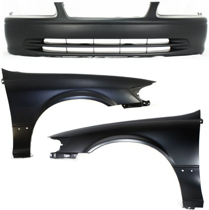 Front Bumper Cover for Toyota Camry 2000-2001, 3-Piece Kit with Fenders, Replacement
