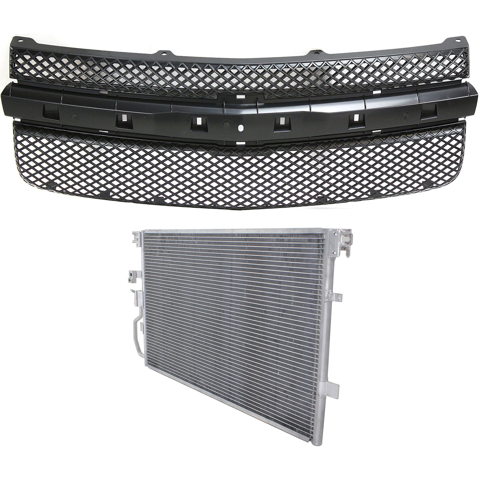 Grille Replacement Kit for Chevrolet Equinox 2005, 2-Piece Paintable Shell and Insert, Without Center Bar, with Air Conditioning Condenser