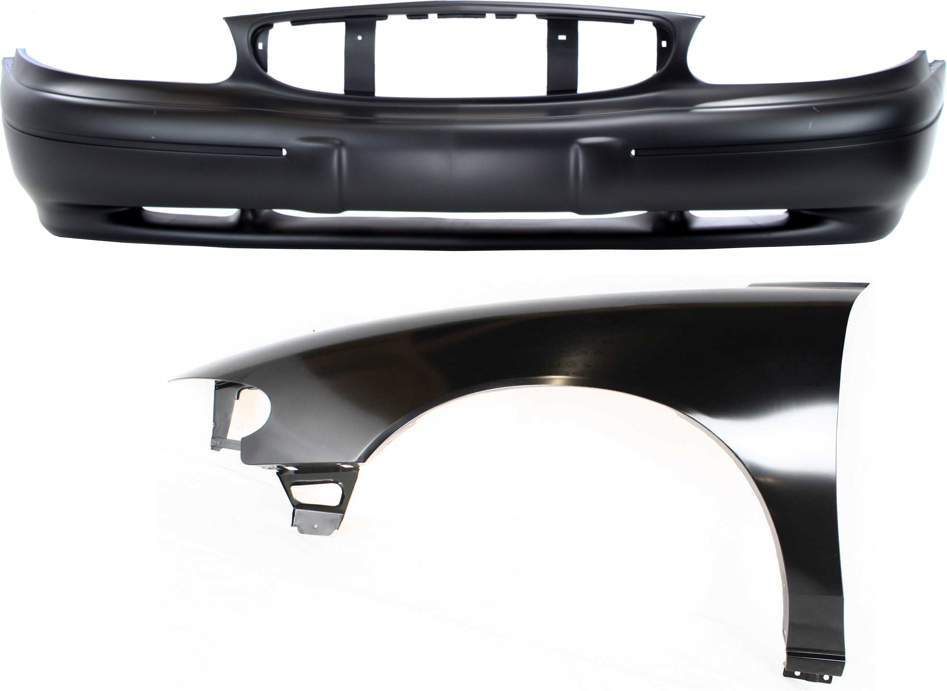 Front Bumper Cover for Buick Century 1997-2003, 2-Piece Kit with Fender, Replacement