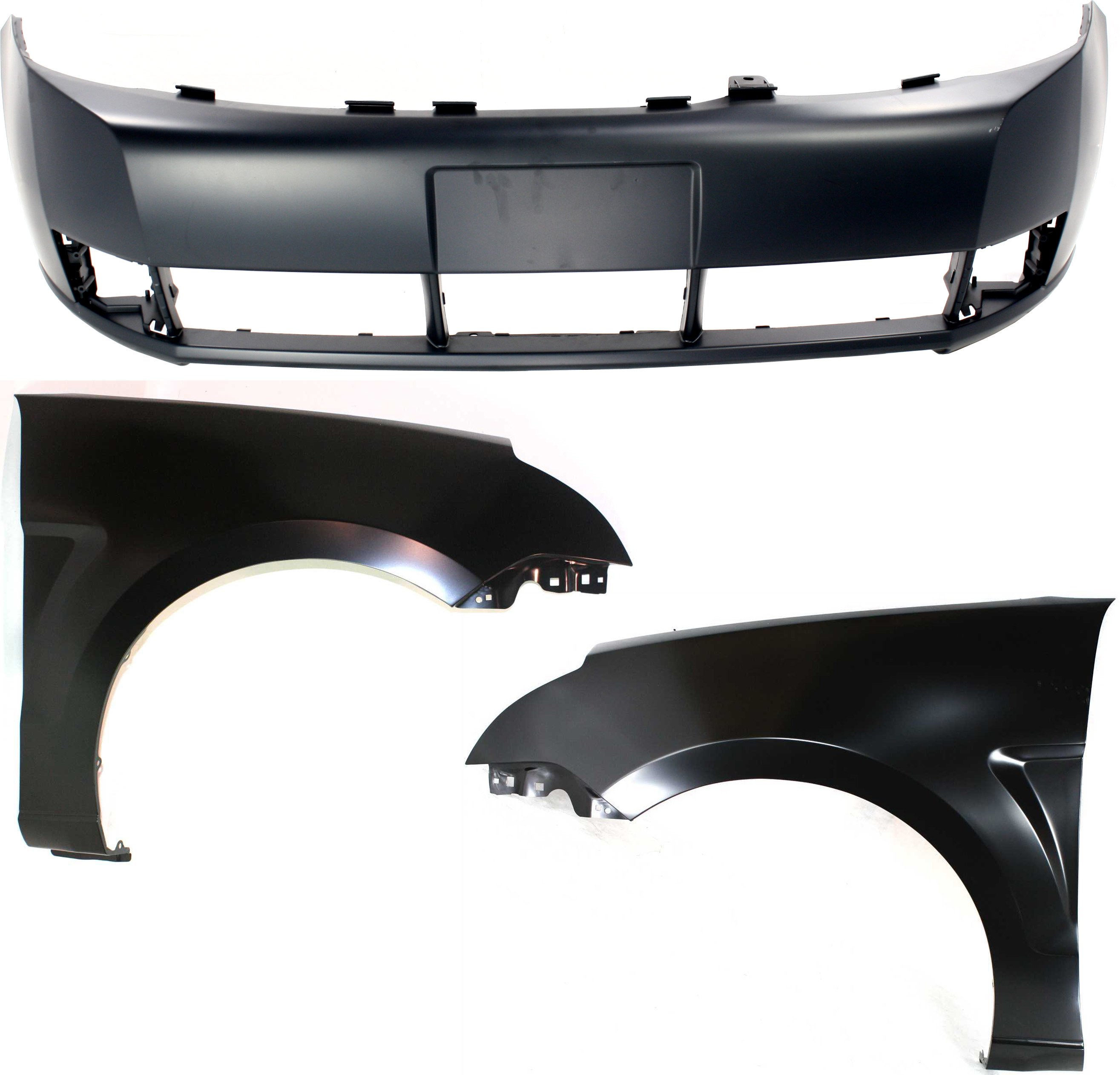 Front Bumper Cover Kit for 2008-2011 Ford Focus, 3-Piece with Right (Passenger) and Left (Driver) Fender Replacement