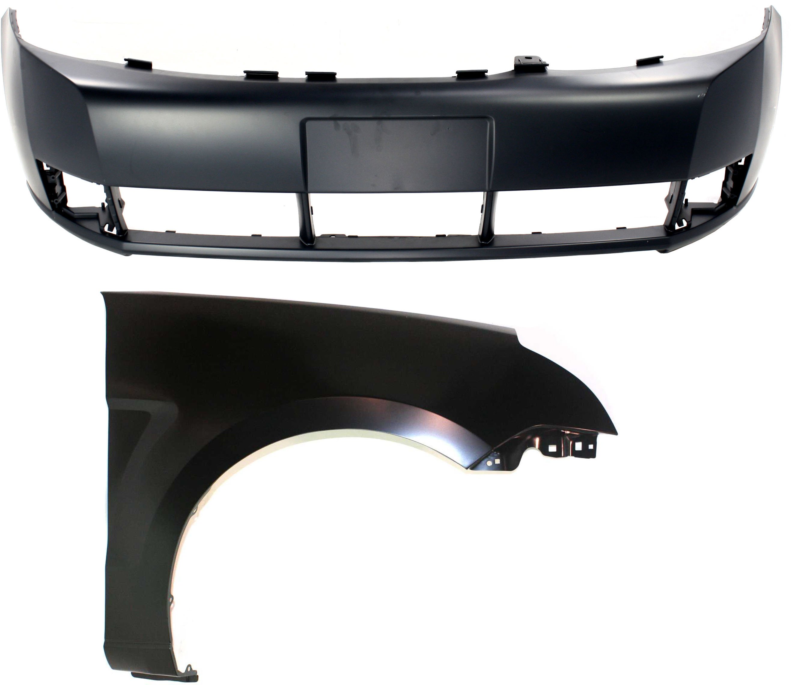 Front Bumper Cover for Ford Focus 2008-2011, 2-Piece Kit with Right (Passenger) Side Fender Replacement