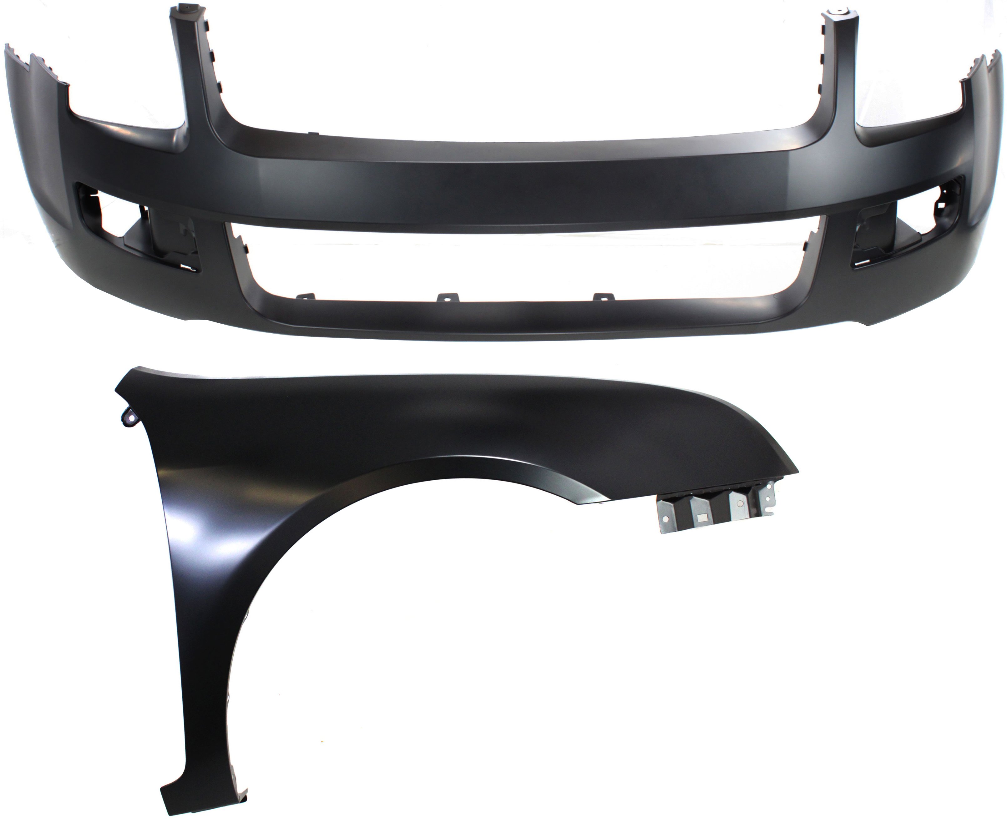 Front Bumper Cover for Ford Fusion 2006-2009, Primed (Ready to Paint), 2-Piece Kit with Fender Replacement
