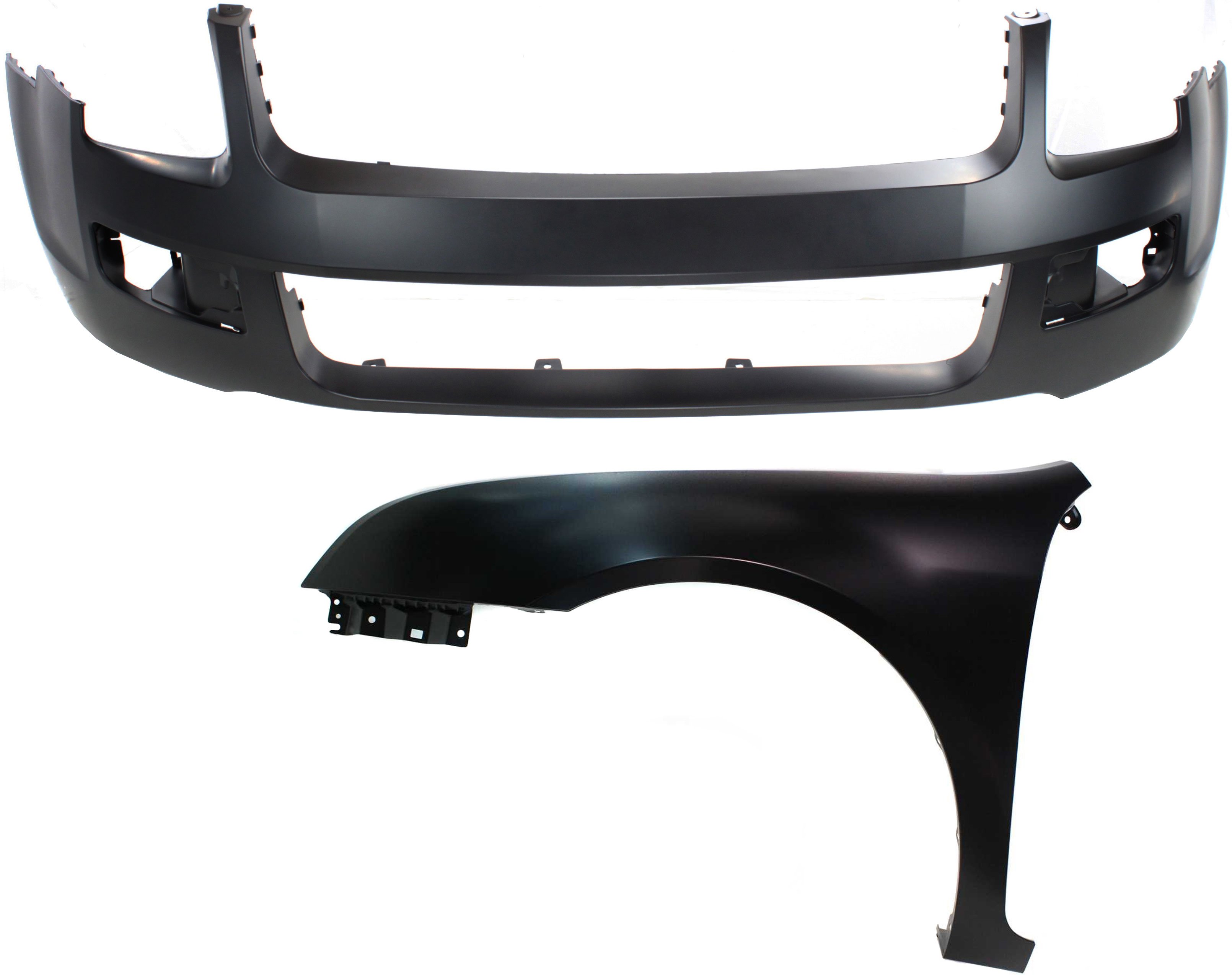Front Bumper Cover for 2006-2009 Ford Fusion, Primed (Ready to Paint), 2-Piece Kit with Fender, Replacement
