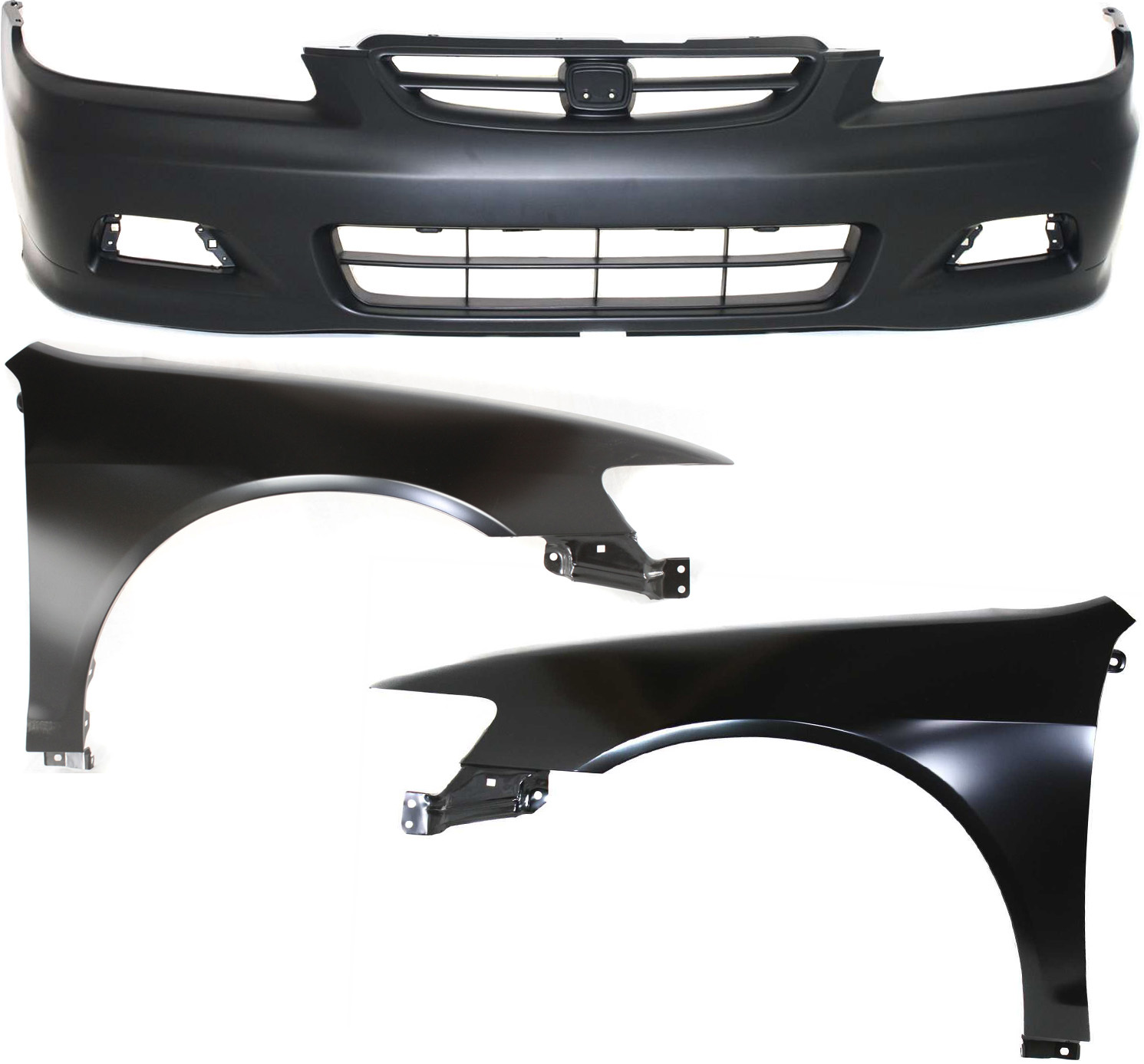 Front Bumper Cover for Honda Accord (2001-2002), 3-Piece Kit with Right (Passenger) and Left (Driver) Fender Replacement