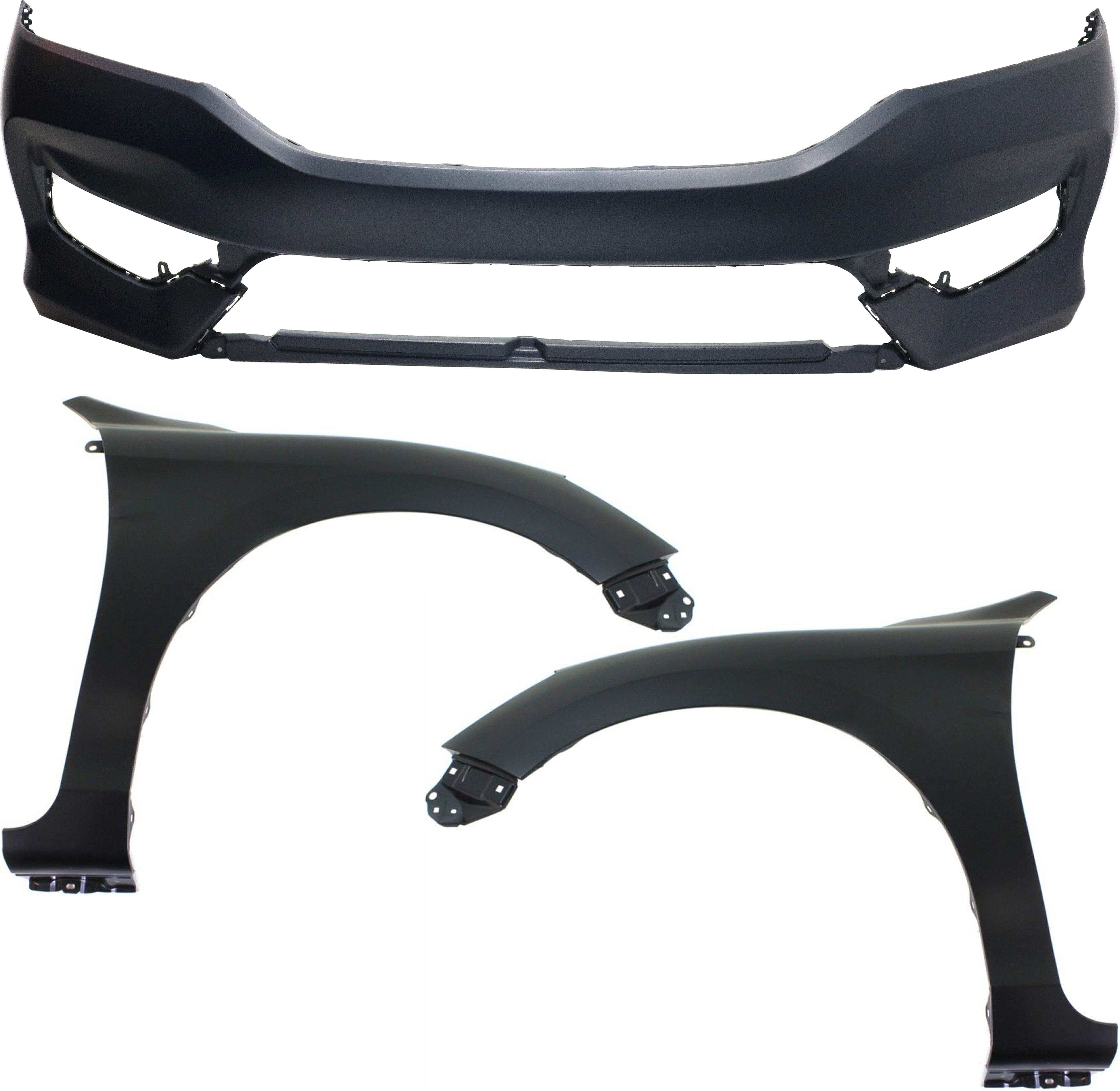Front Bumper Cover for Honda Accord 2016-2017, 3-Piece Kit with Right (Passenger) and Left (Driver) Fender Replacement