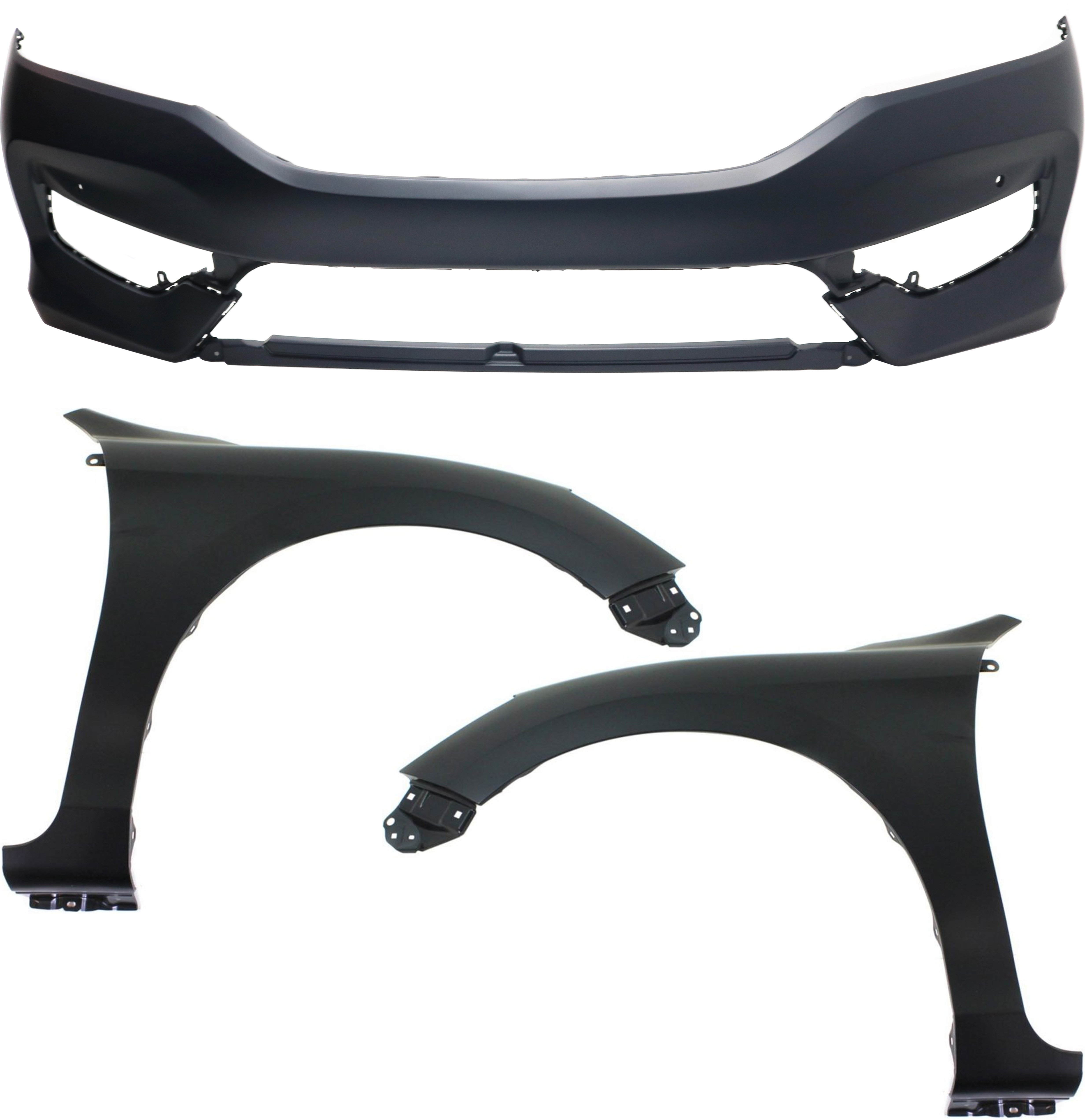 Front Bumper Cover for 2016-2017 Honda Accord, 3-Piece Kit with Right (Passenger) and Left (Driver) Fender Replacement