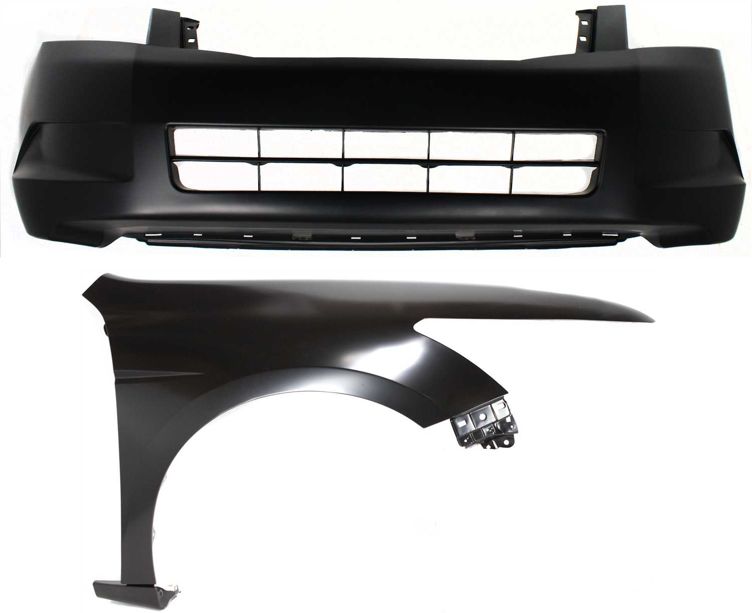 Front Bumper Cover for 2008-2010 Honda Accord Sedan, 2-Piece kit with Fender, Replacement