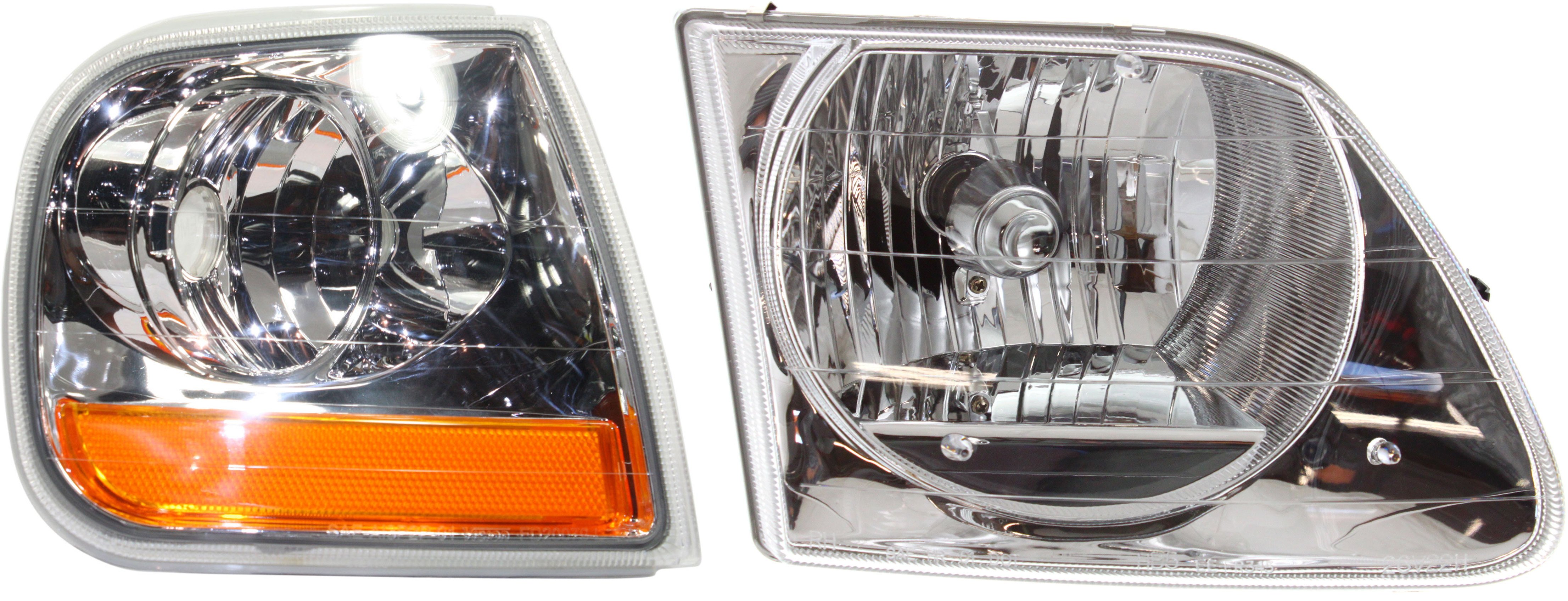 Headlight Assembly Kit for Ford F-150 1997-2003, F-150 Heritage 2004, Right (Passenger), Halogen, 2-Piece Kit, with Corner Light, Replacement