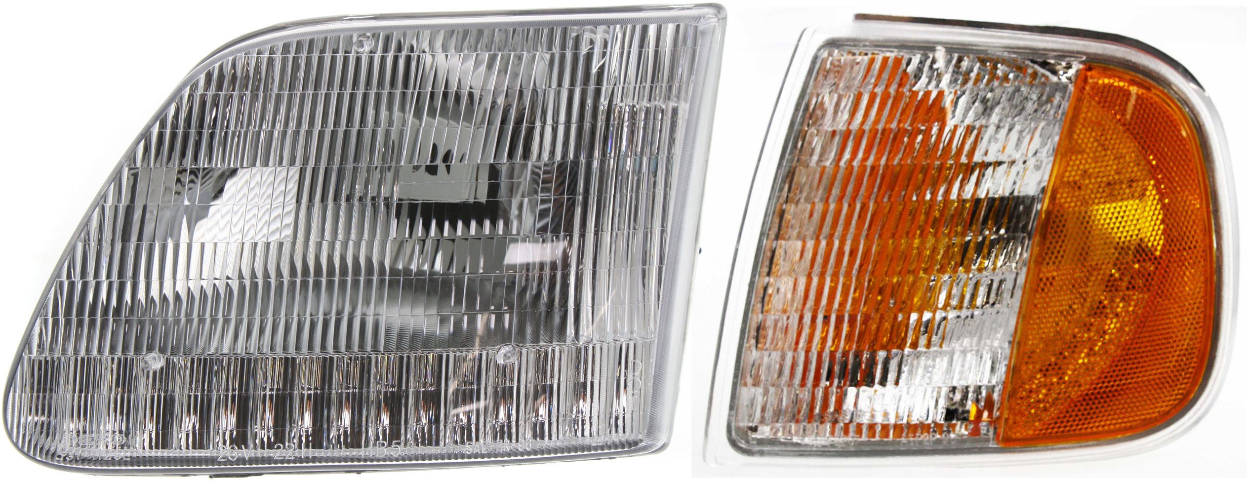 Headlight Assembly for Ford F-150 1997-2003, Left (Driver) Side, Halogen, 2-Piece Kit with Corner Light, Replacement