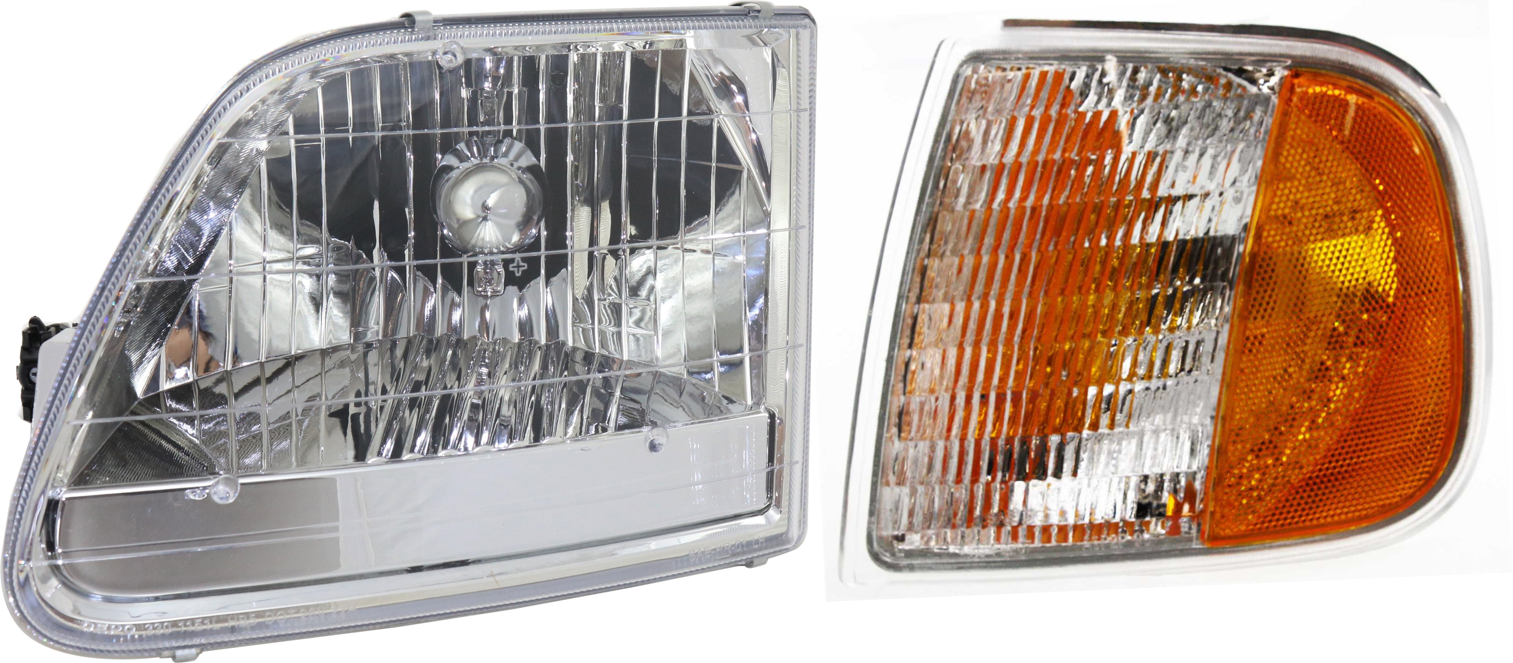 Headlight with Bulb and Corner Light for Ford F-150 (2001-2003), Left (Driver) Side, 2-Piece Kit Replacement