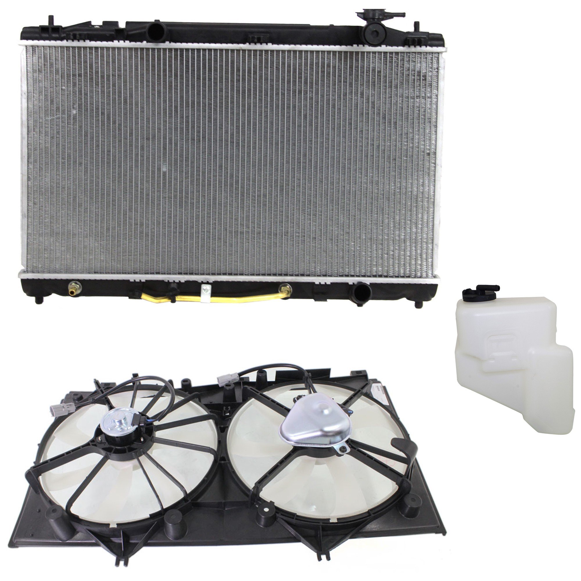 Radiator and Fan Kit for 2007-2009 Toyota Camry, 3-Piece Set, 2.4L Engine, 4 Cylinder, With Coolant Tank, Suitable for Base, CE, LE, SE, XLE Models, Replacement