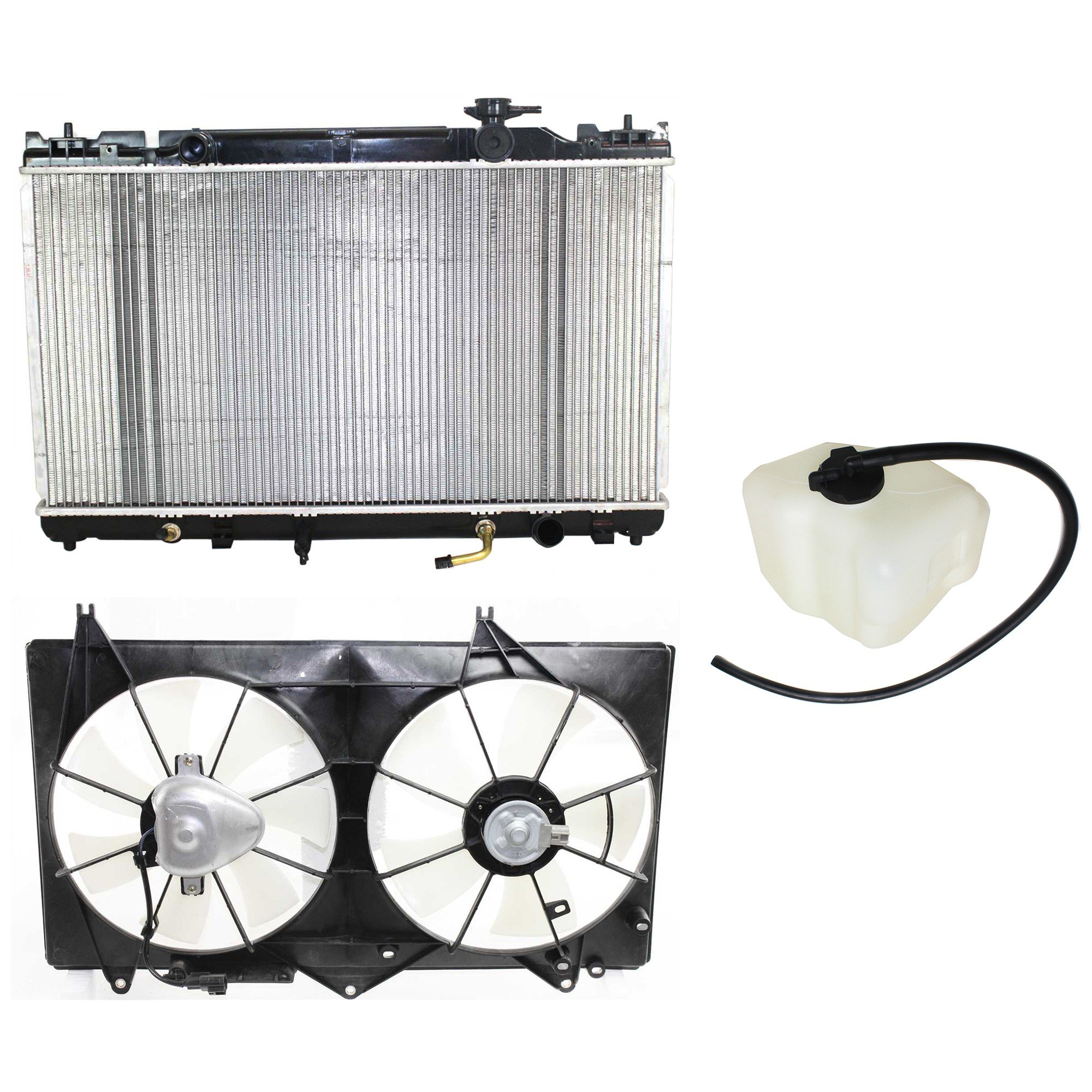Radiator and Fan Kit for Toyota Camry 2005-2006, 3-Piece Set, Suitable for 4 Cylinder 2.4L Engines, Includes Coolant Tank, Replacement