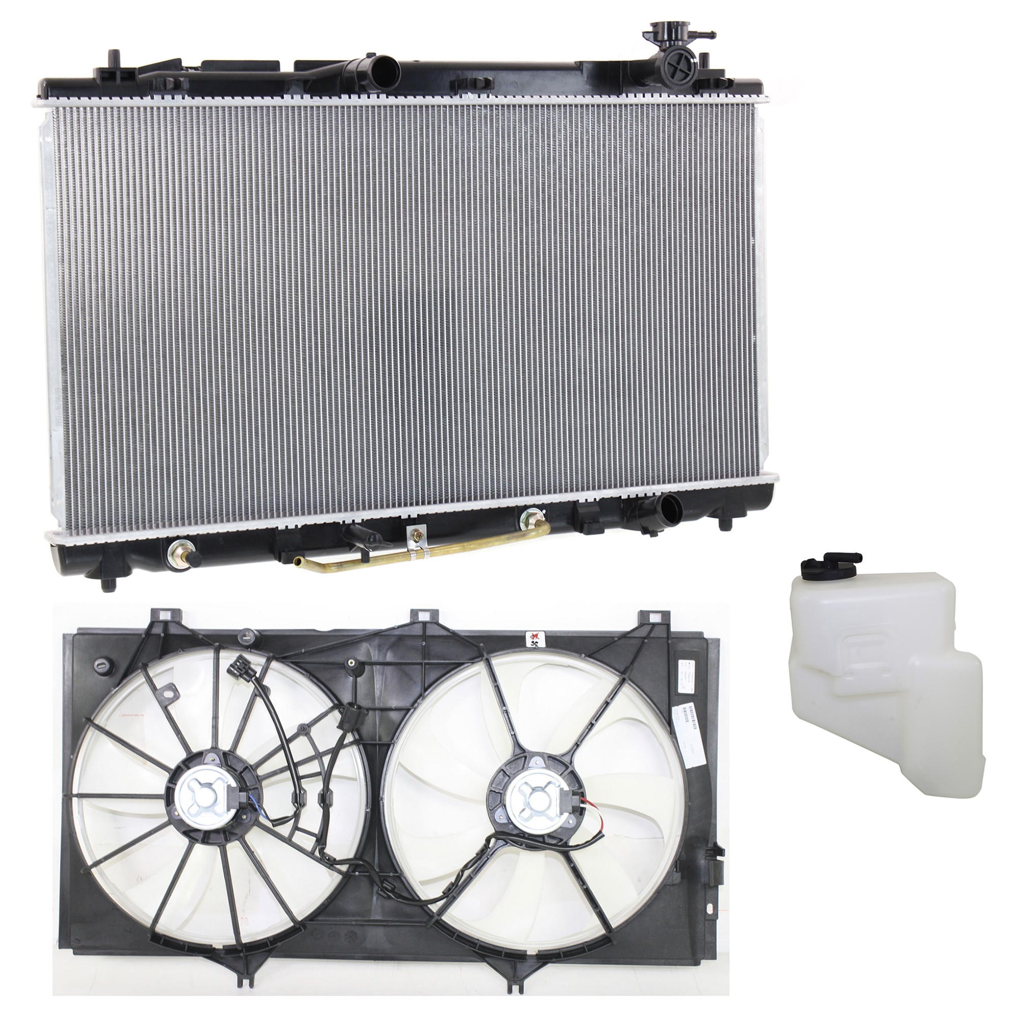 Radiator and Fan Kit for Toyota Camry 2007-2011, 3-Piece Kit, Suitable for 6 Cylinder, 3.5L Engine (Includes Coolant Tank), Replacement Part