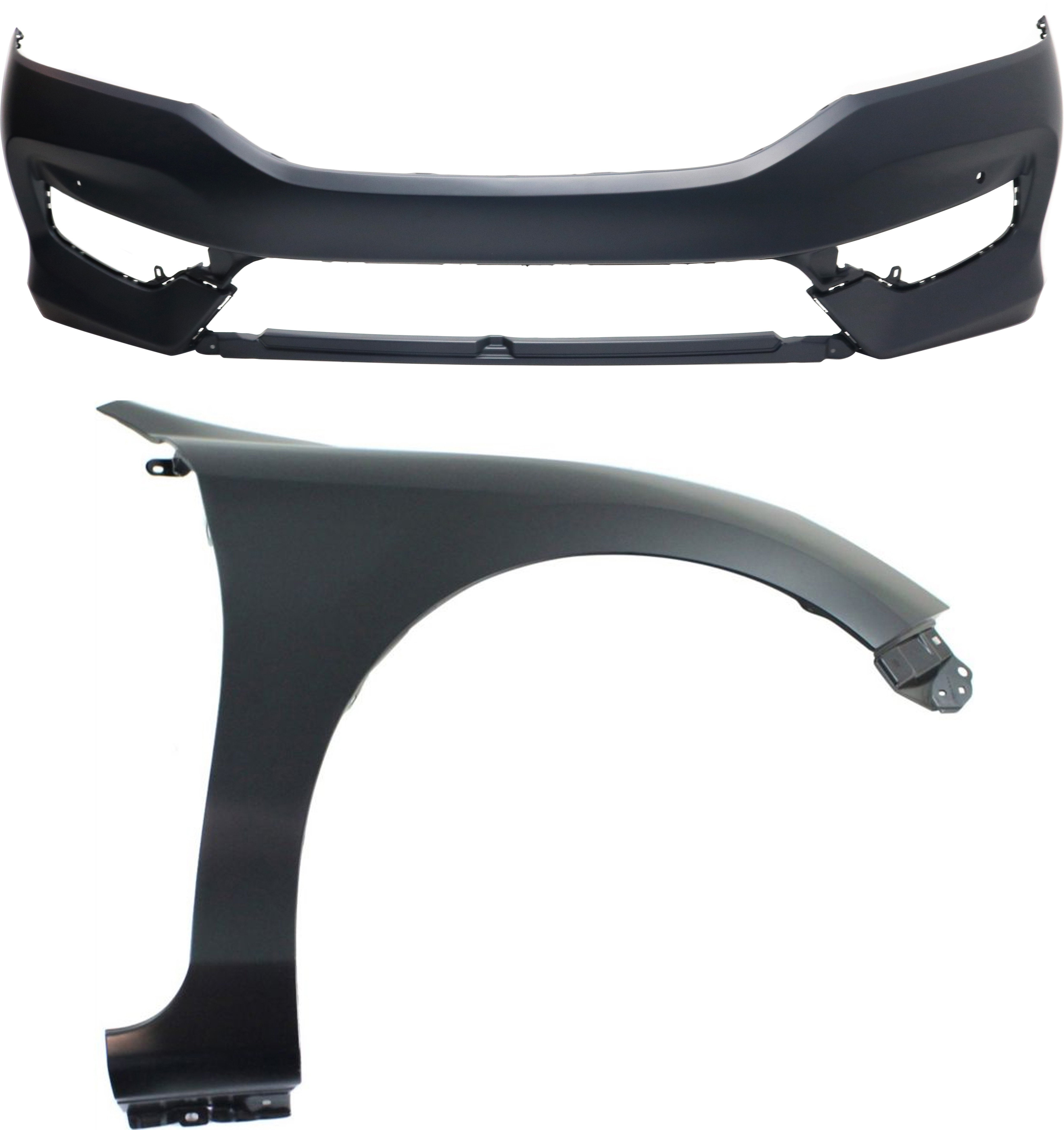 Front Bumper Cover for 2016-2017 Honda Accord, 2-Piece Kit with Right (Passenger) Fender Replacement