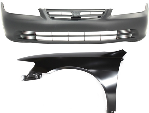 Front Bumper Cover and Front Fender for 2001-2002 Honda Accord, Left (Driver), 2-Piece Kit, Replacement