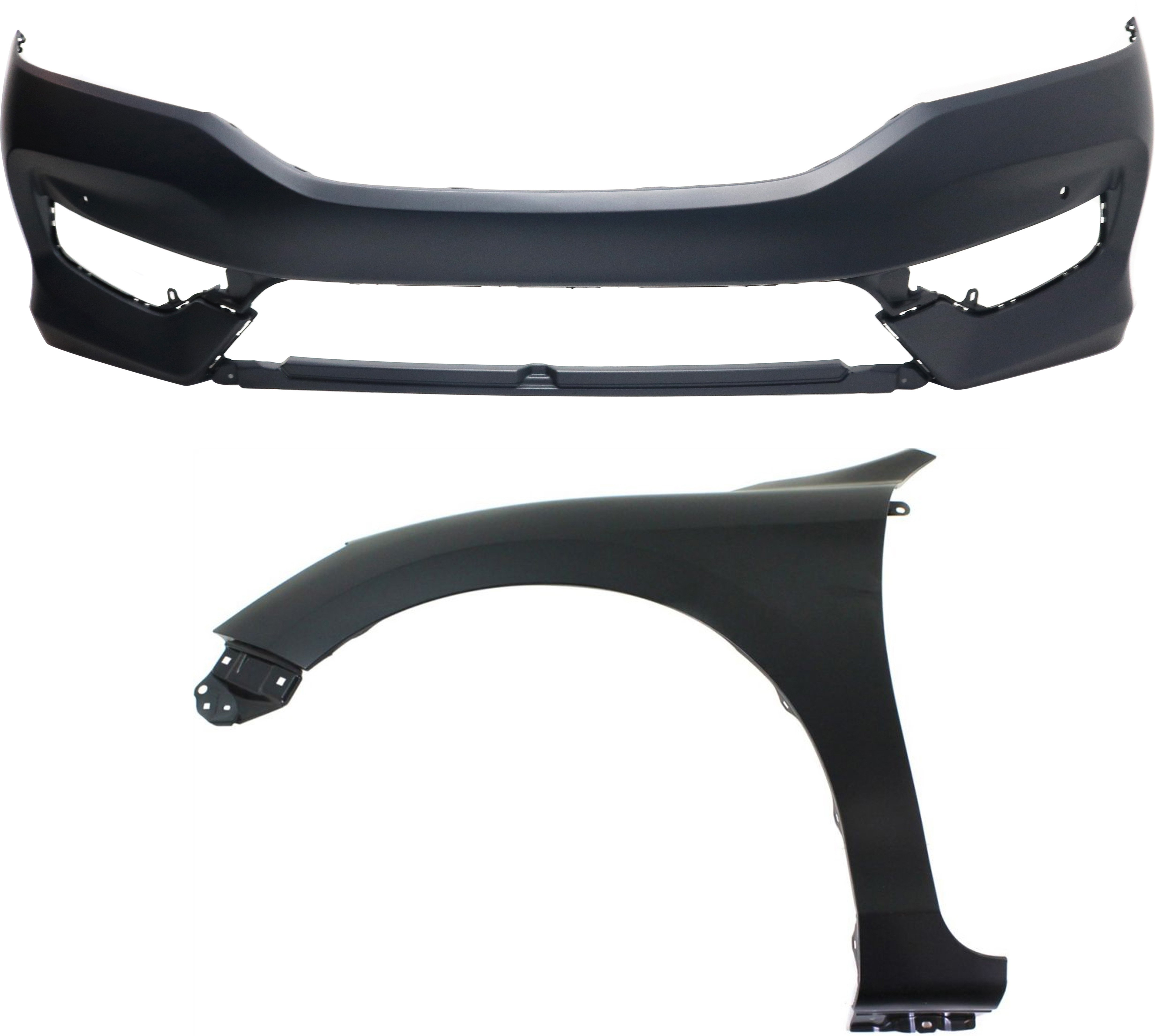 Front Bumper Cover for Honda Accord 2016-2017, 2-Piece Kit with Left (Driver) Fender Replacement