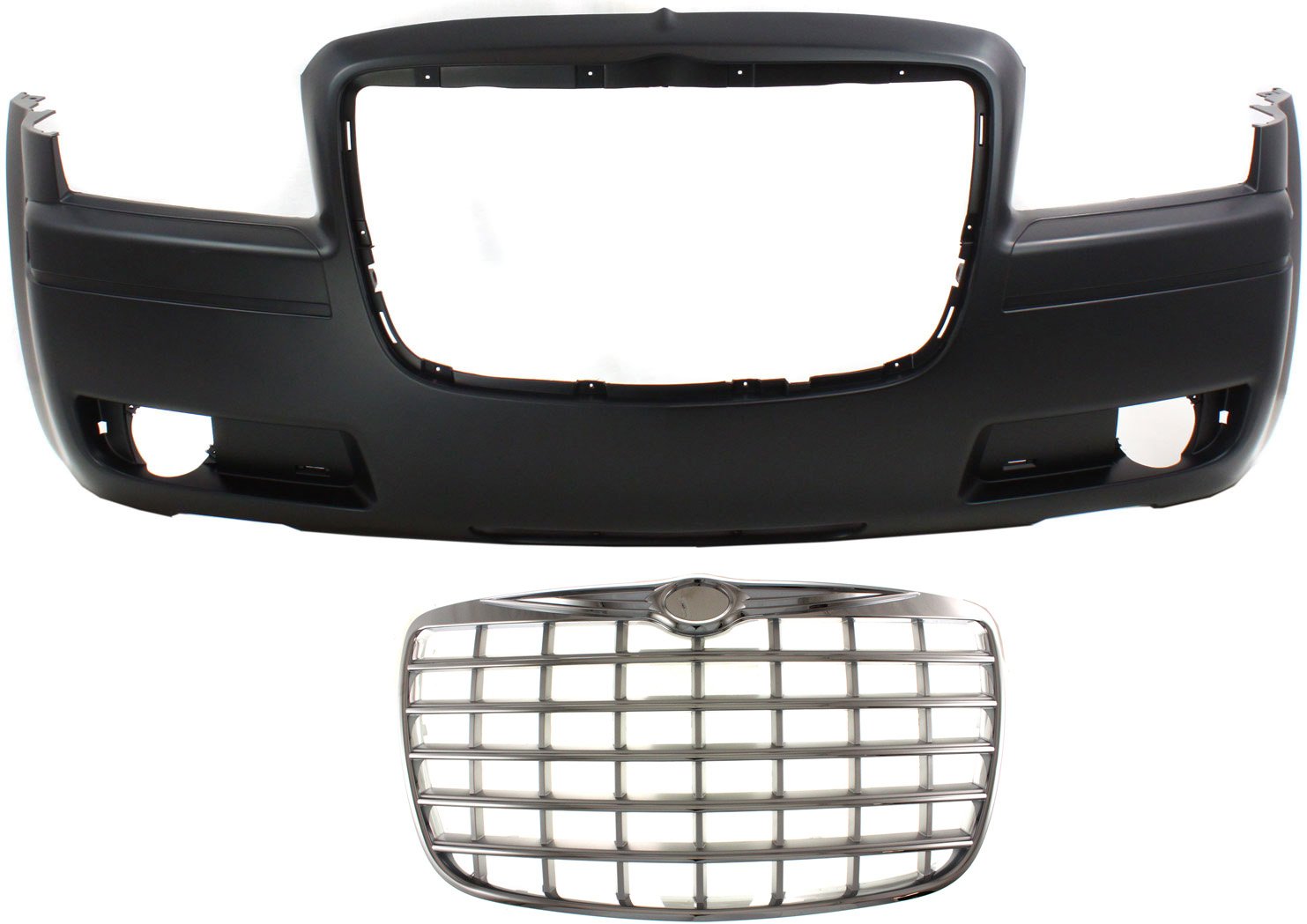 Front Bumper Cover Kit for 2008-2010 Chrysler 300, 2-Piece with Grille, Replacement