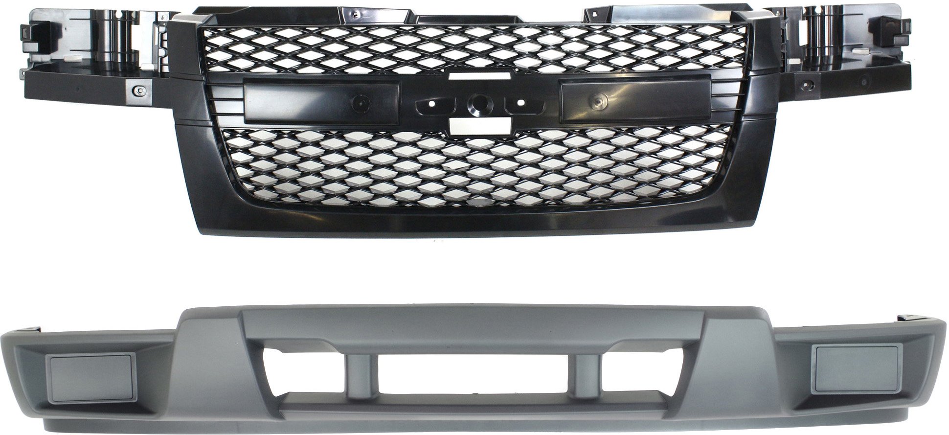 Grille and Bumper Cover Kit for Chevrolet Colorado 2004-2012, 2-Piece Set, without Sport Package, Replacement