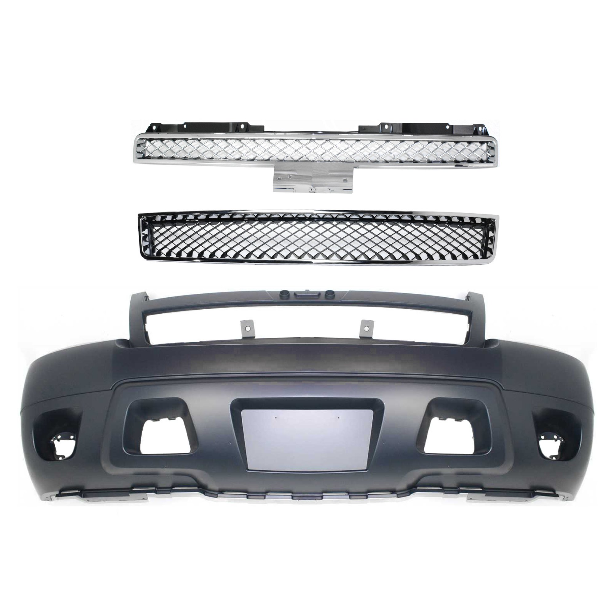 Front Bumper Cover Kit for Chevrolet Suburban 1500 / Tahoe, Compatible with 2007-2014 Models, Includes 3-Piece Bumper Grille and Grille Replacement
