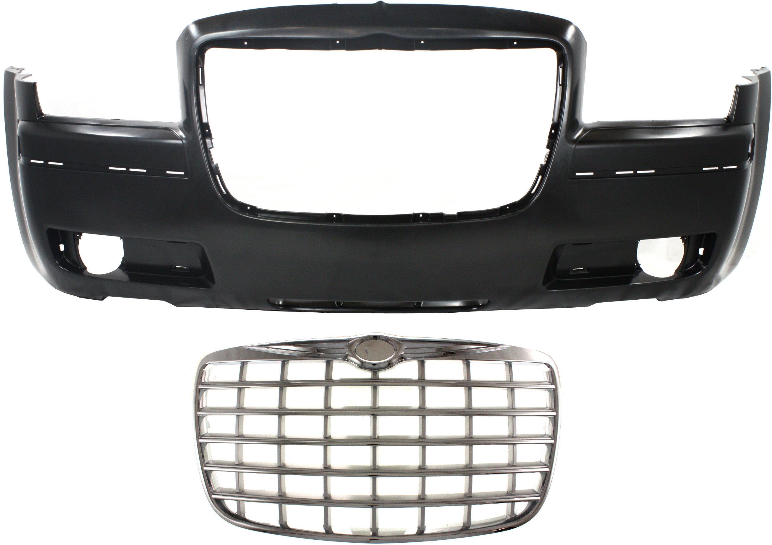 Front Bumper Cover Kit , 2-Piece with Grille for Chrysler 300, 2008-2010 Model, Replacement
