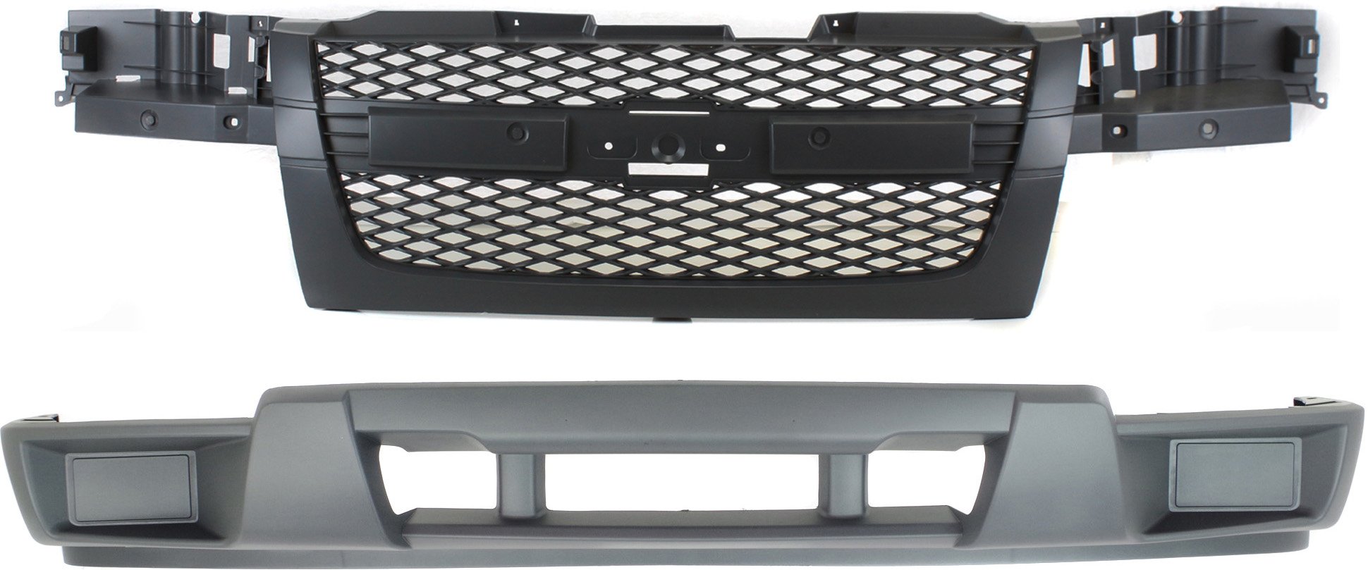 2-Piece Grille and Bumper Cover Kit for 2004-2012 Chevrolet Colorado, Without Sport Package, Replacement