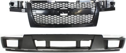 Grille and Bumper Cover Kit for Chevrolet Colorado 2004-2012, 2-Piece without Sport Package, Replacement