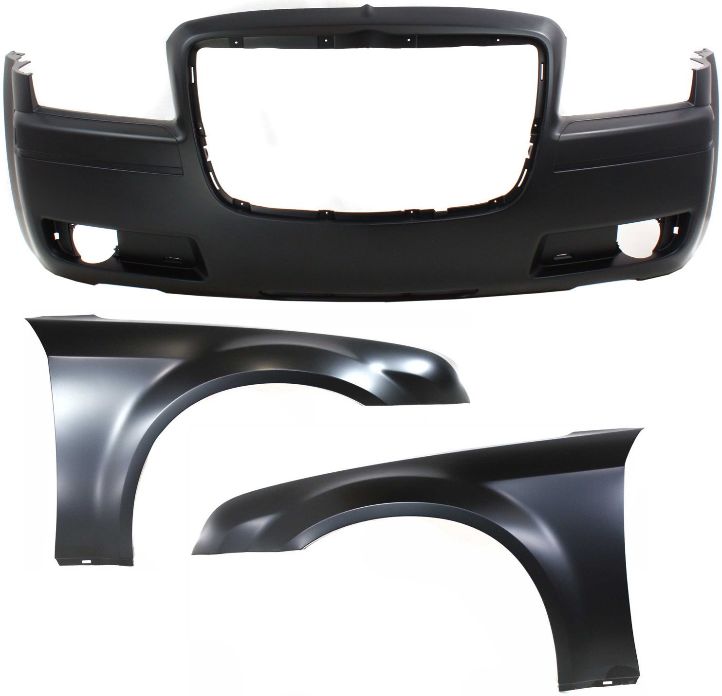 Front Bumper Cover and Fenders kit for 2005-2010 Chrysler 300, 3-Piece with Replacement