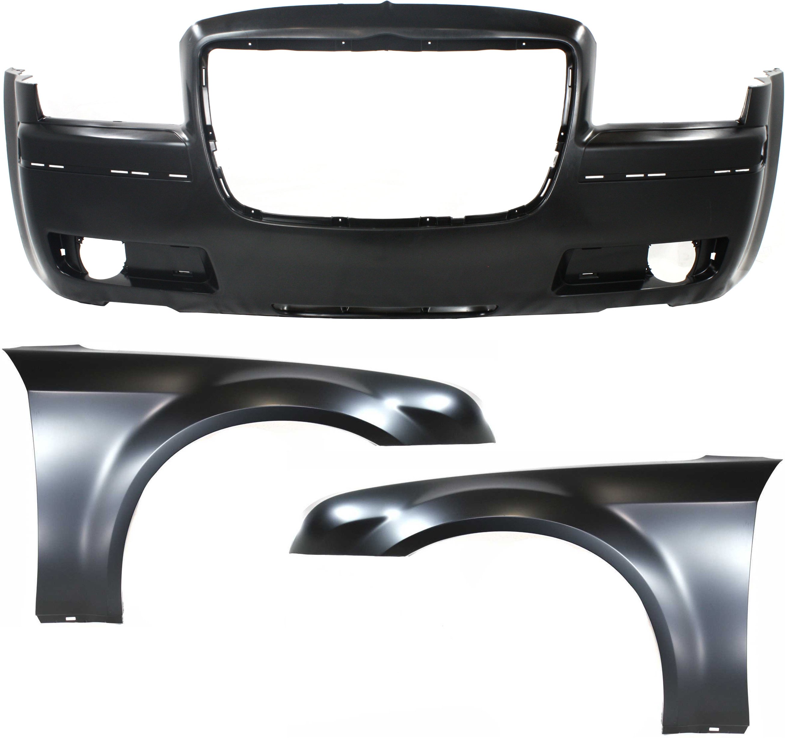 Front Bumper Cover for Chrysler 300, 2005-2010, 3-Piece Kit with Fenders, Replacement