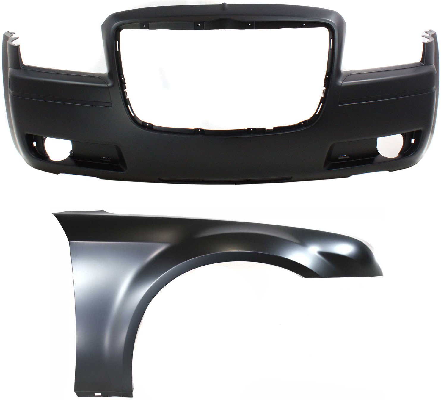 Front Bumper Cover for Chrysler 300, 2005-2010, 2-Piece Kit with Fender Replacement