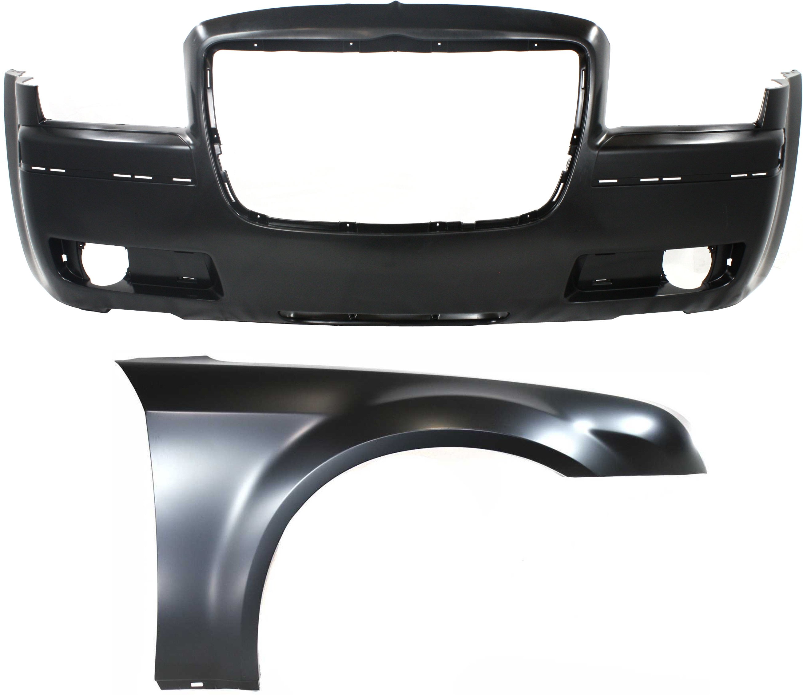 Front Bumper Cover for Chrysler 300, 2005-2010, 2-Piece Kit with Fender Replacement