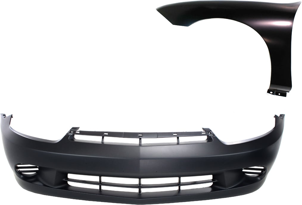 Front Bumper Cover Kit for 2003-2005 Chevrolet Cavalier, 2-Piece Set with Fender, Replacement