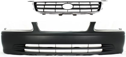 Front Bumper Cover for Toyota Camry 2000-2001, Primed (Ready to Paint), 2-Piece Kit with Grille - Replacement Part