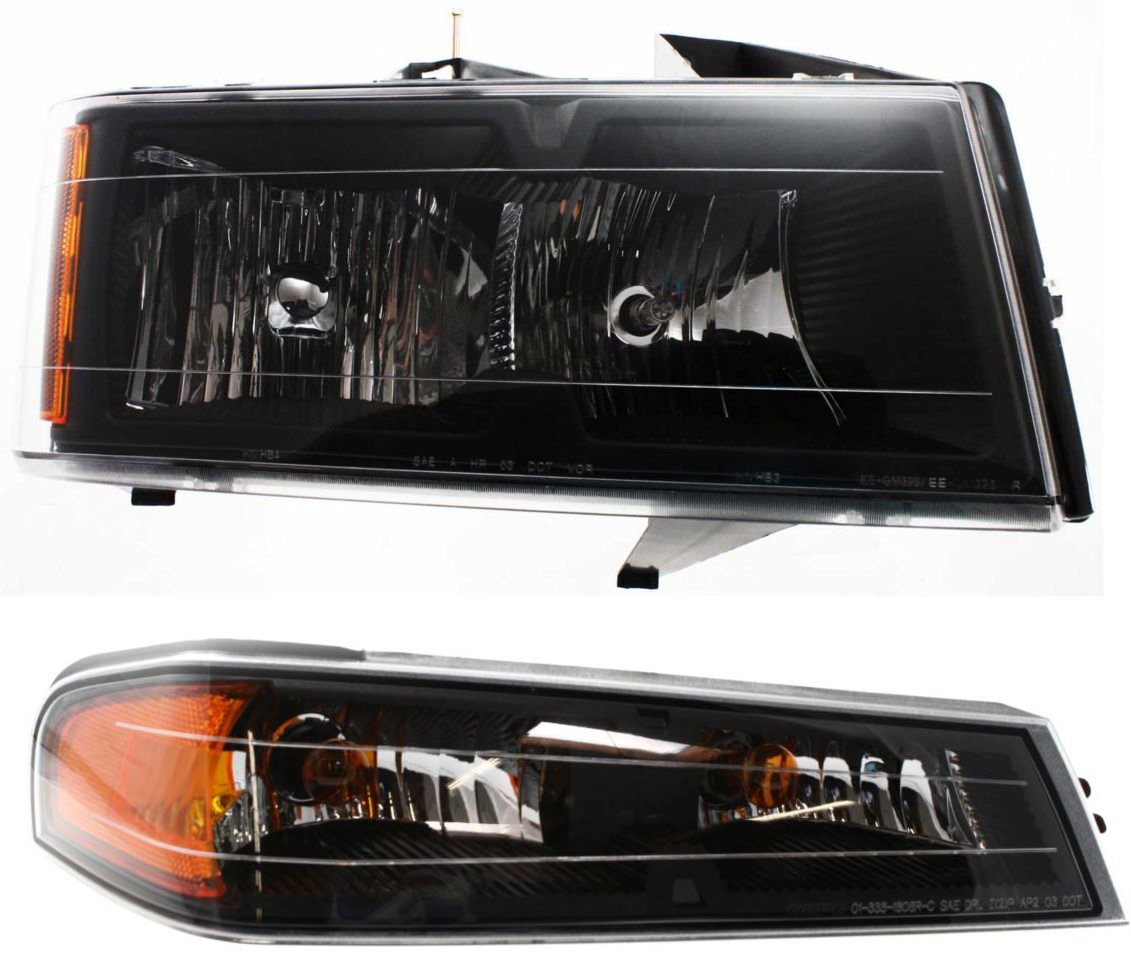 Headlight Assembly for Chevrolet Canyon/Colorado 2004-2012, Right (Passenger) Side, Halogen, 2-Piece Kit with Corner Light, Replacement