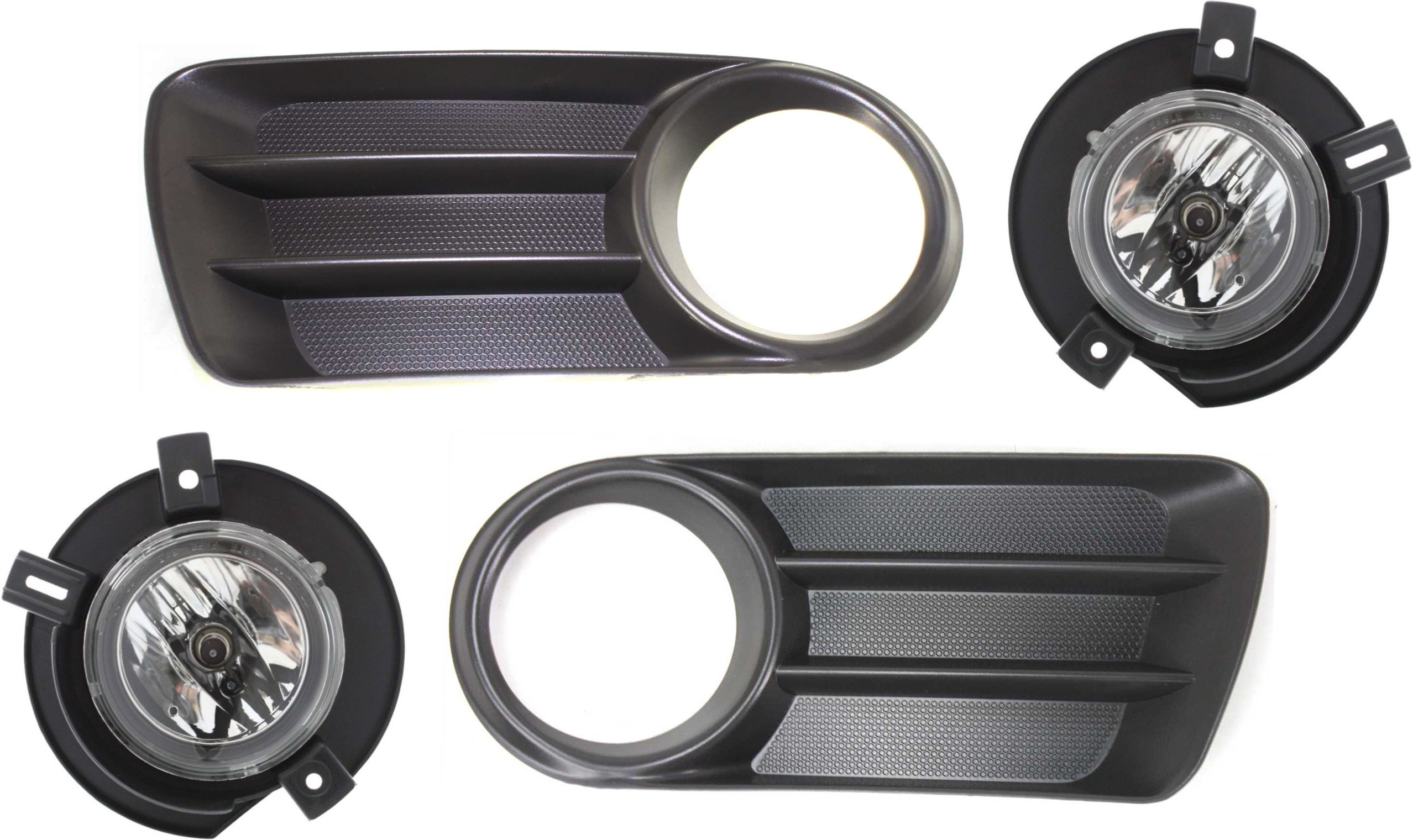 Fog Light Assembly for Ford Explorer 2002-2005/Explorer Sport 2002-2002, Right (Passenger) and Left (Driver), 4-Piece Kit, Halogen, Includes Fog Light Trim, Replacement 