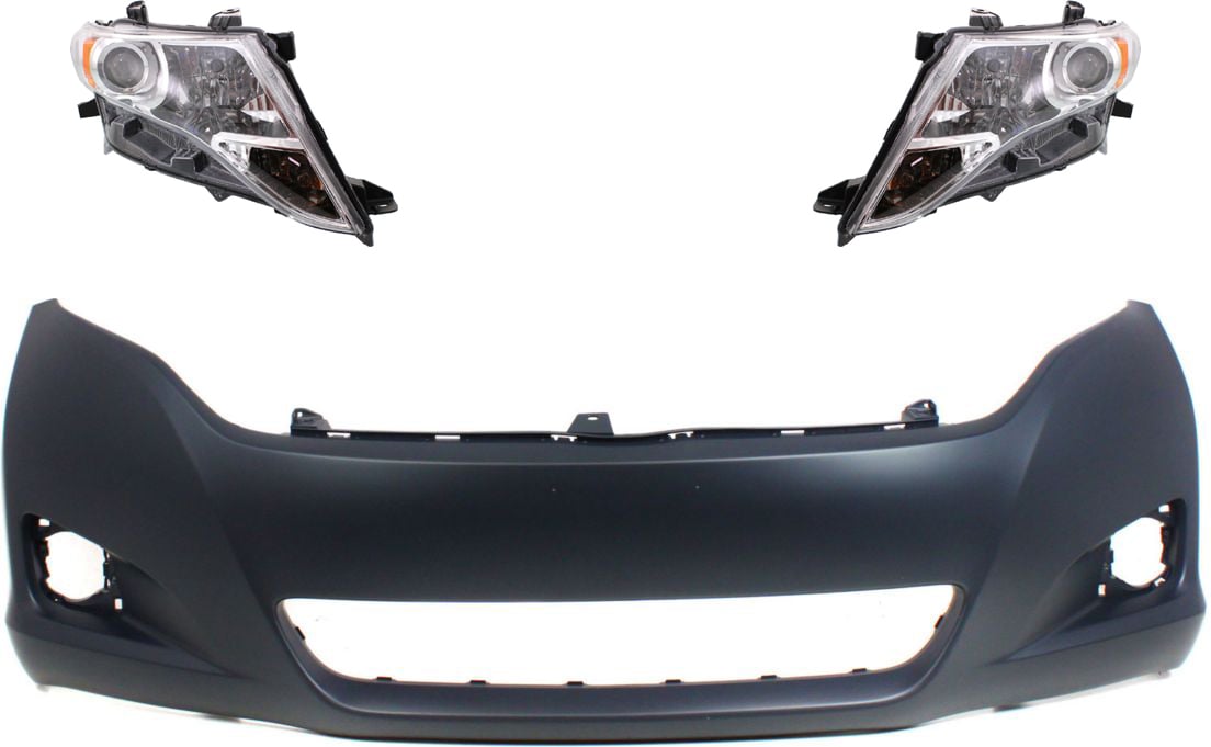 Headlight Assembly for 2009-2015 TOYOTA VENZA, Right (Passenger) and Left (Driver) Halogen, 3-Piece kit with Bumper Cover Replacement
