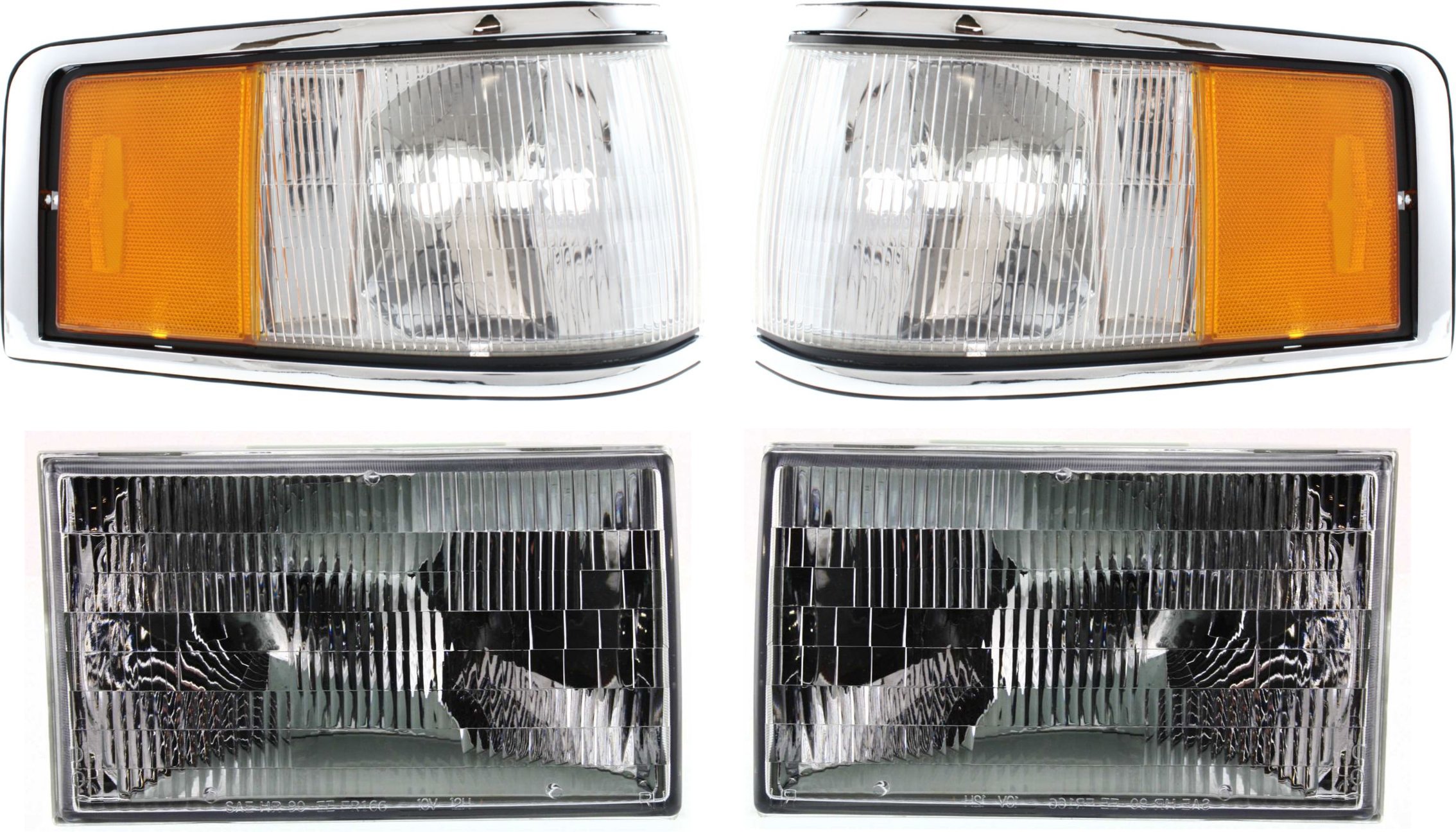 Corner Light Kit for Lincoln Town Car 1990-1994, Right (Passenger) and Left (Driver), 4-Piece Kit with Headlights, Replacement