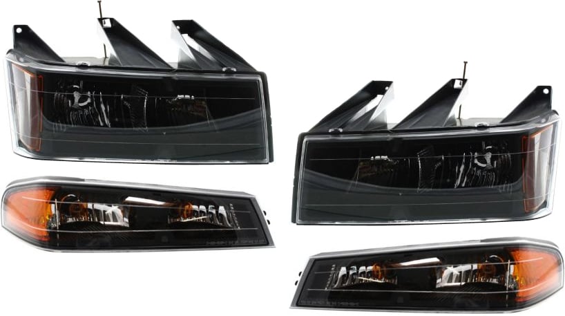Headlight Kit for Chevrolet Canyon / Colorado 2004-2012, Right (Passenger) and Left (Driver) with Bulbs, 4-Piece, Including Corner Lights, Replacement