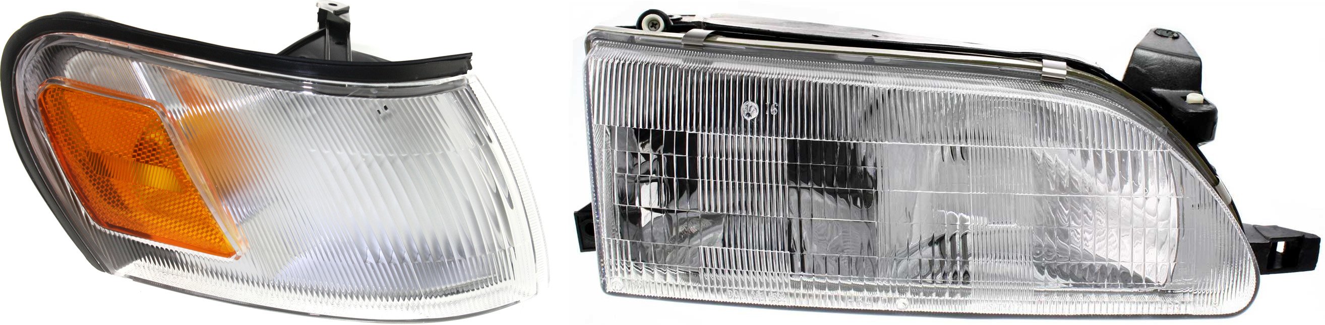 Headlight Assembly for 1993-1997 Toyota Corolla, Right (Passenger) Side, Halogen, 2-Piece Kit with Corner Light, Replacement