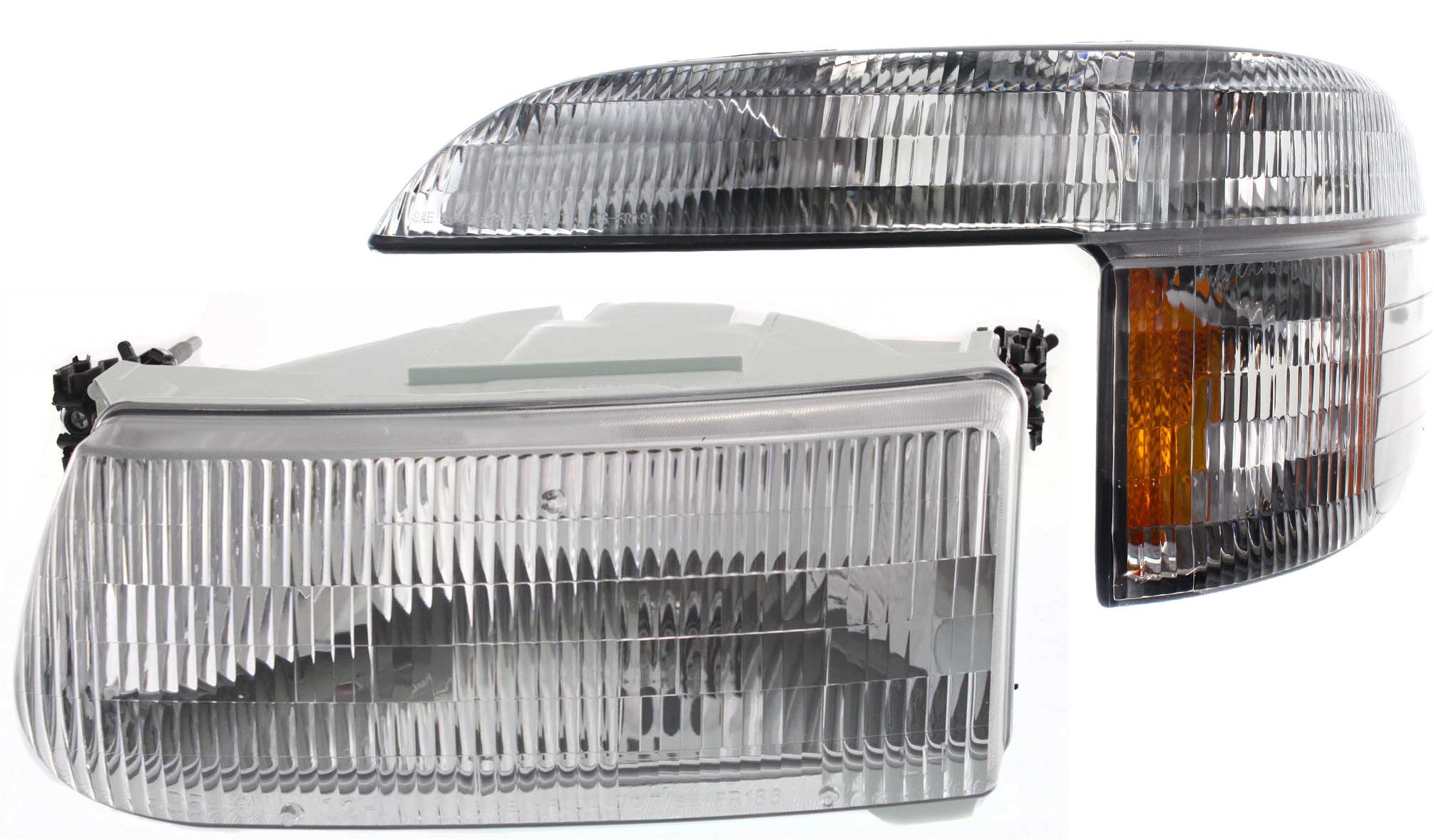 Headlight Assembly for Ford Explorer 1995-2001, Mountaineer 1997-1997, Left (Driver), Halogen, 2-Piece kit, with Corner Light, Replacement