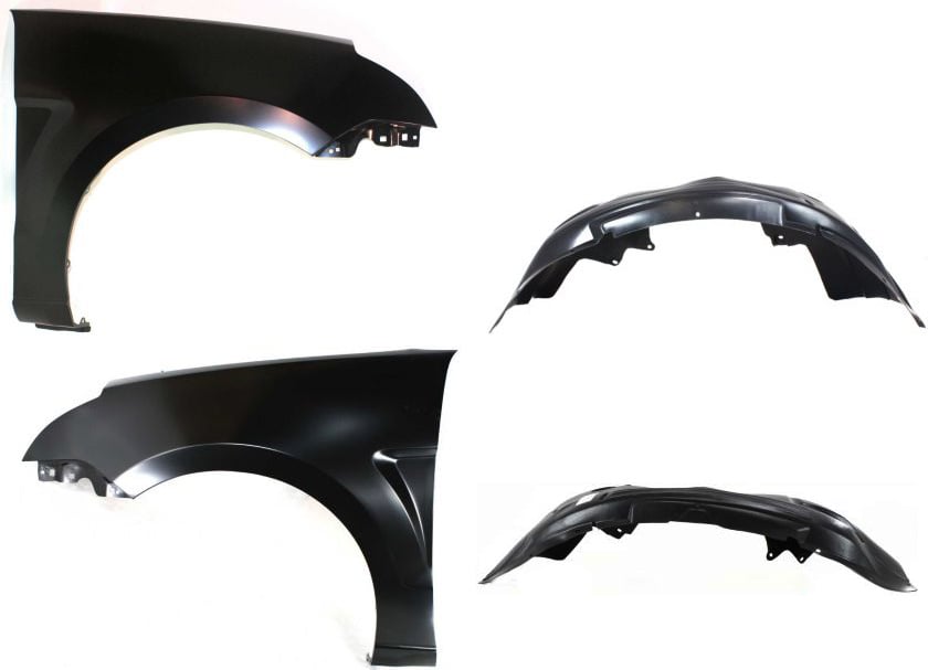 Front Fender Kit for Ford Focus 2008-2011, Right (Passenger) and Left (Driver), 4-Piece with Fender Liners, Replacement